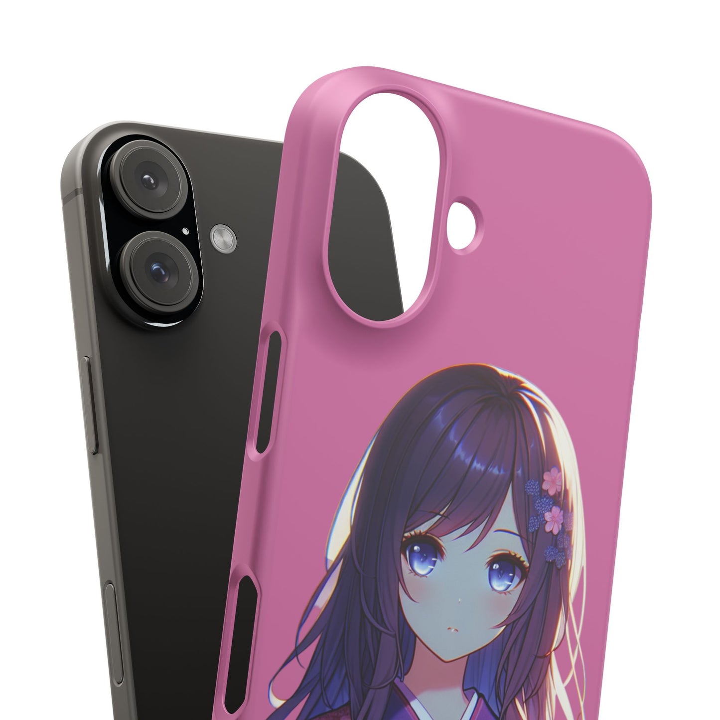 Kawaii Anime Girl Snap Case for iPhone - Floral Design