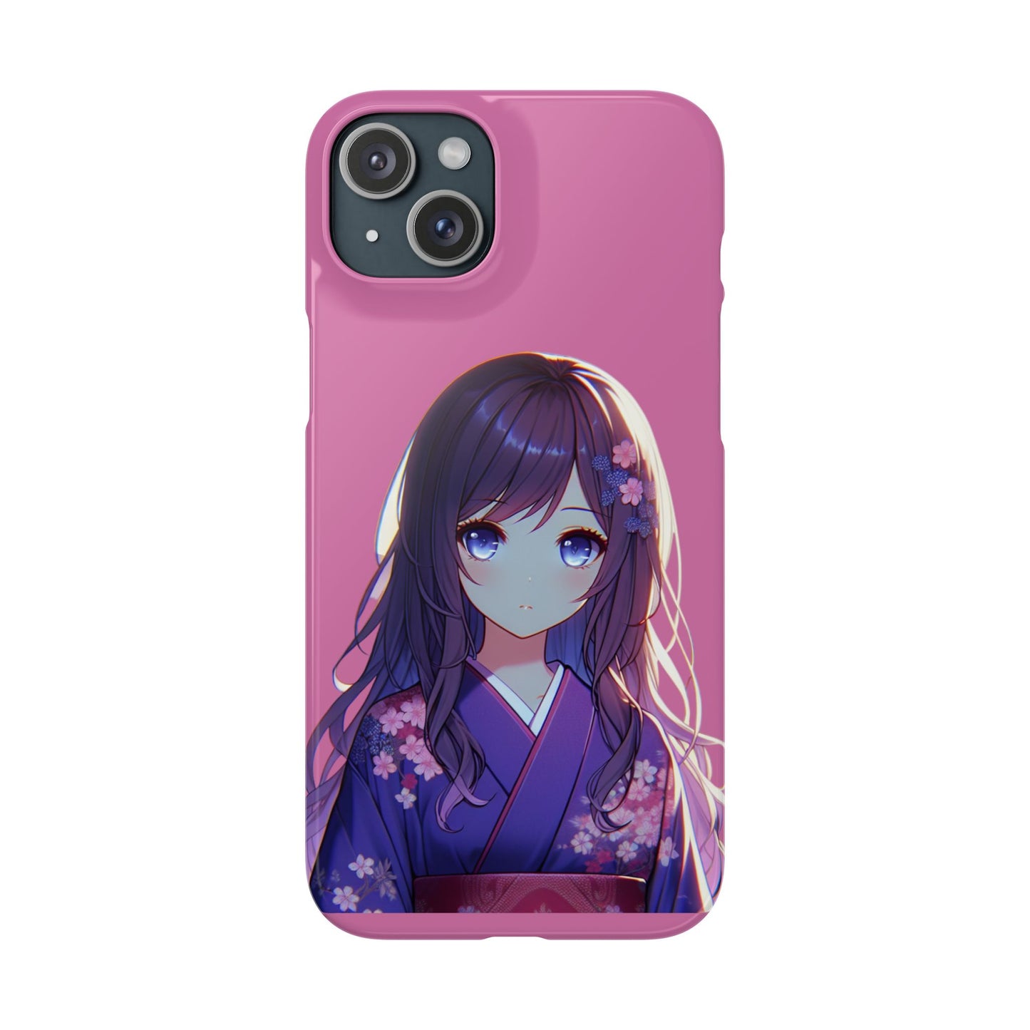 Kawaii Anime Girl Snap Case for iPhone - Floral Design
