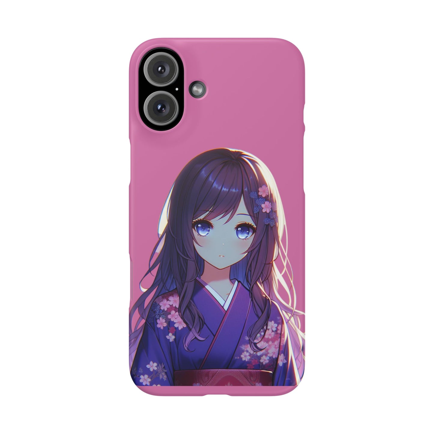 Kawaii Anime Girl Snap Case for iPhone - Floral Design