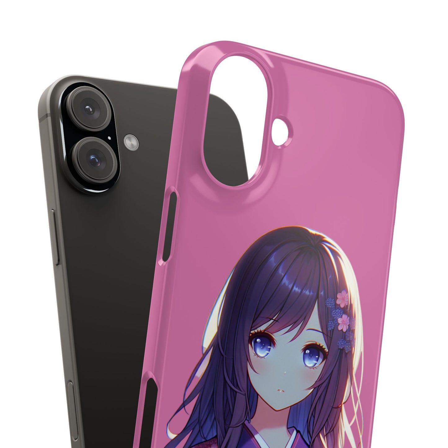 Kawaii Anime Girl Snap Case for iPhone - Floral Design