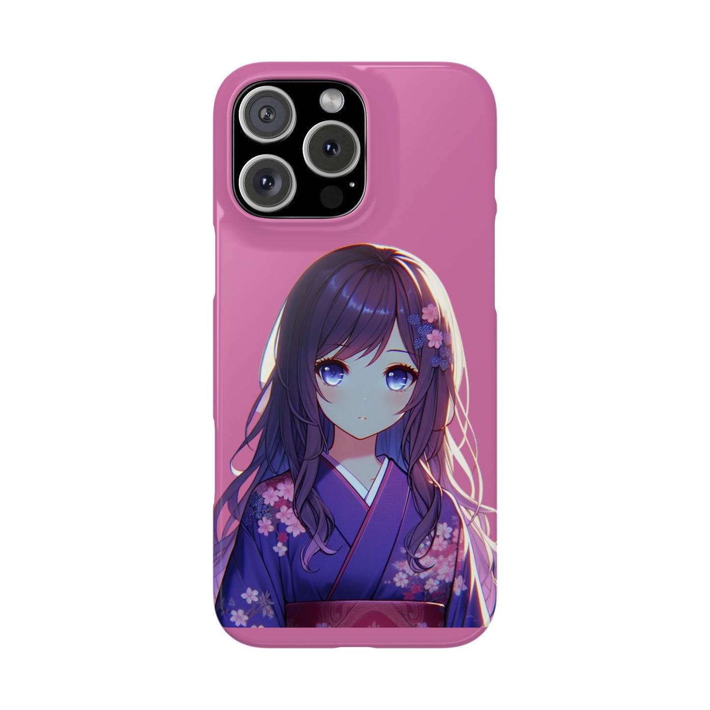 Kawaii Anime Girl Snap Case for iPhone - Floral Design