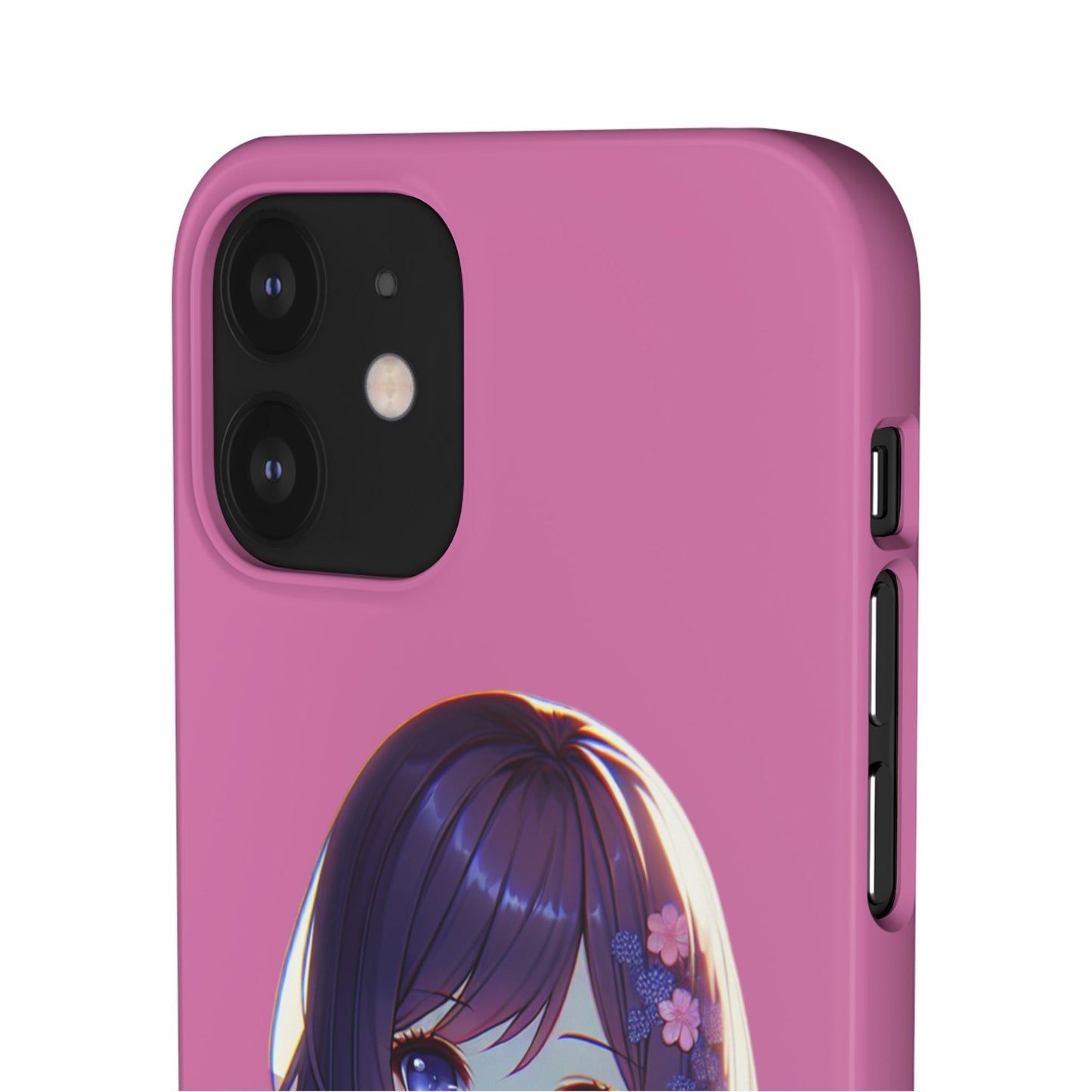 Kawaii Anime Girl Snap Case for iPhone - Floral Design