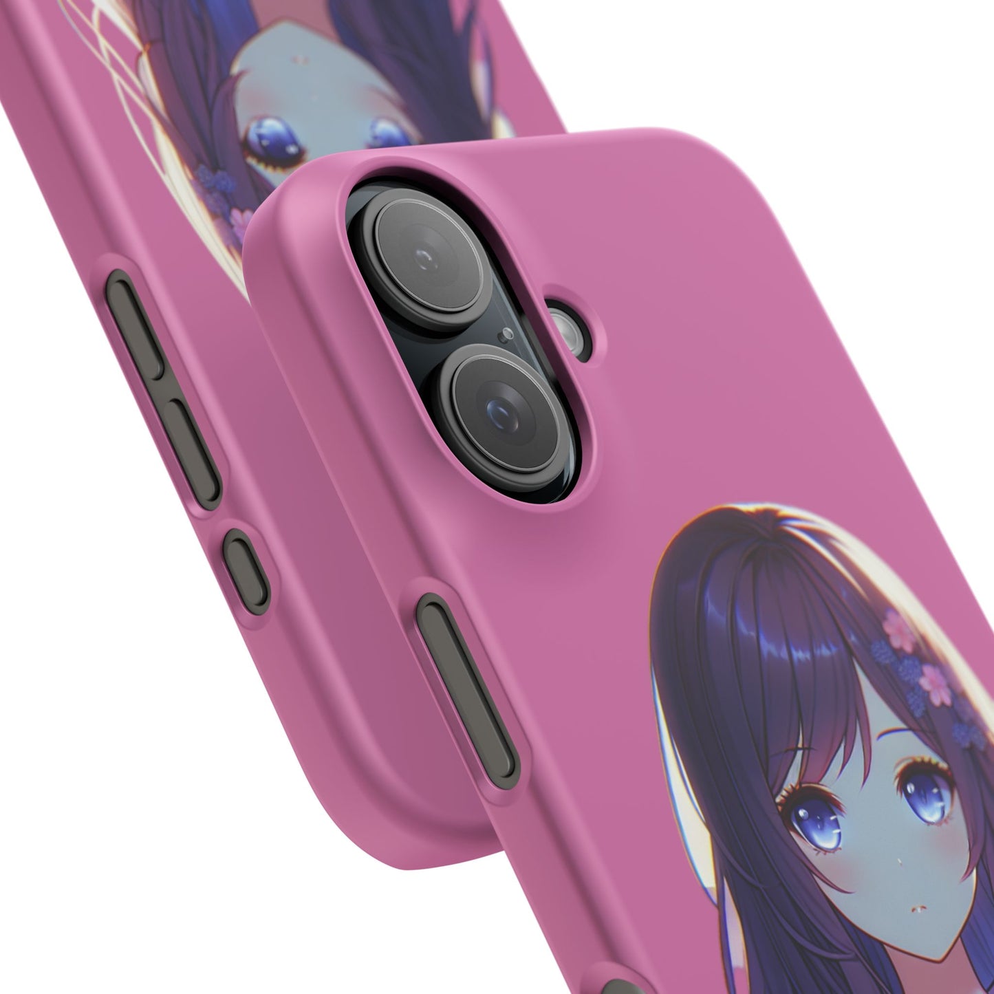 Kawaii Anime Girl Snap Case for iPhone - Floral Design