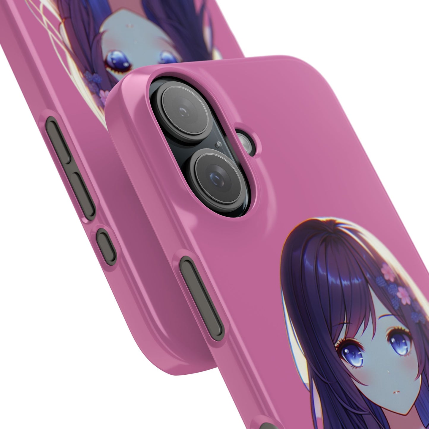 Kawaii Anime Girl Snap Case for iPhone - Floral Design
