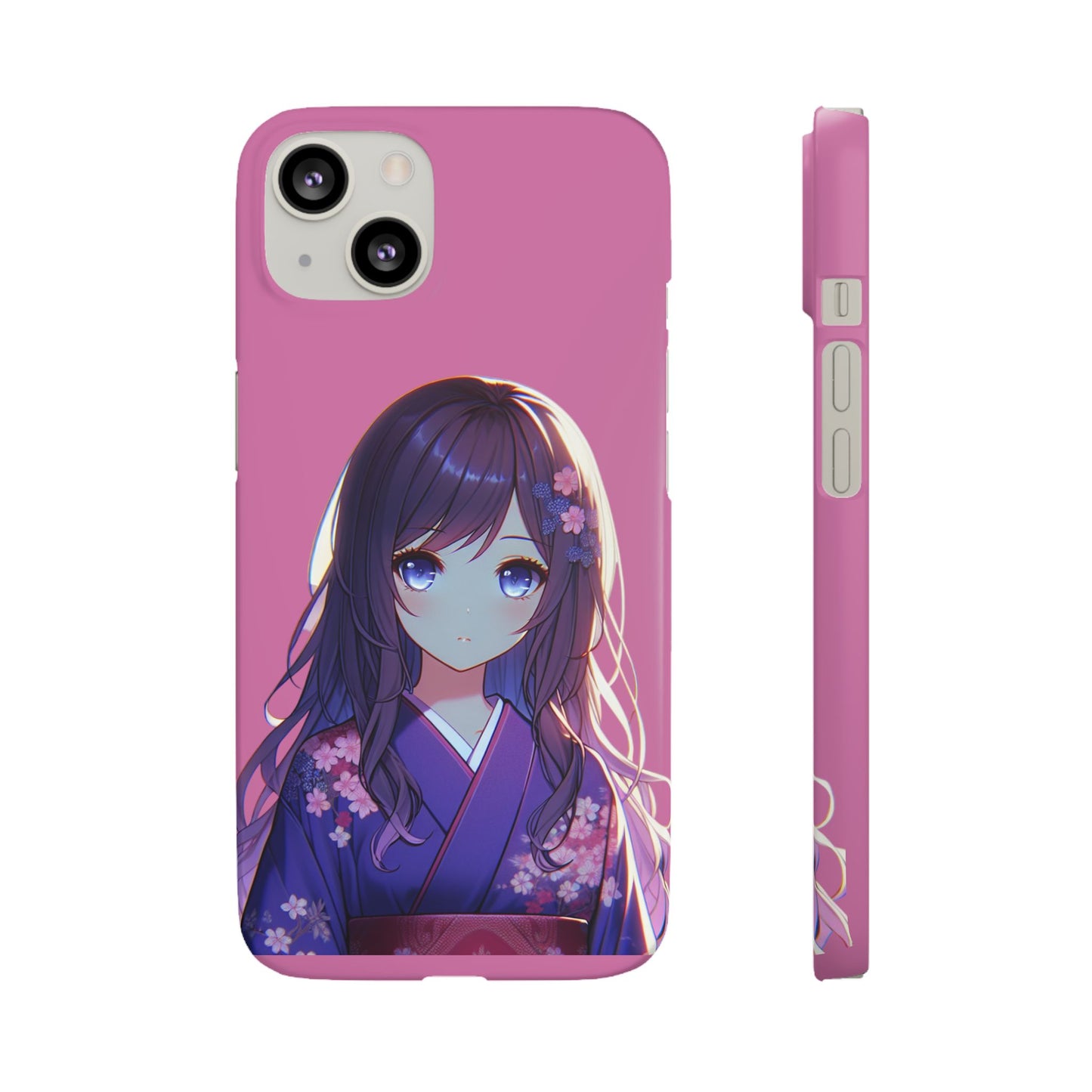 Kawaii Anime Girl Snap Case for iPhone - Floral Design