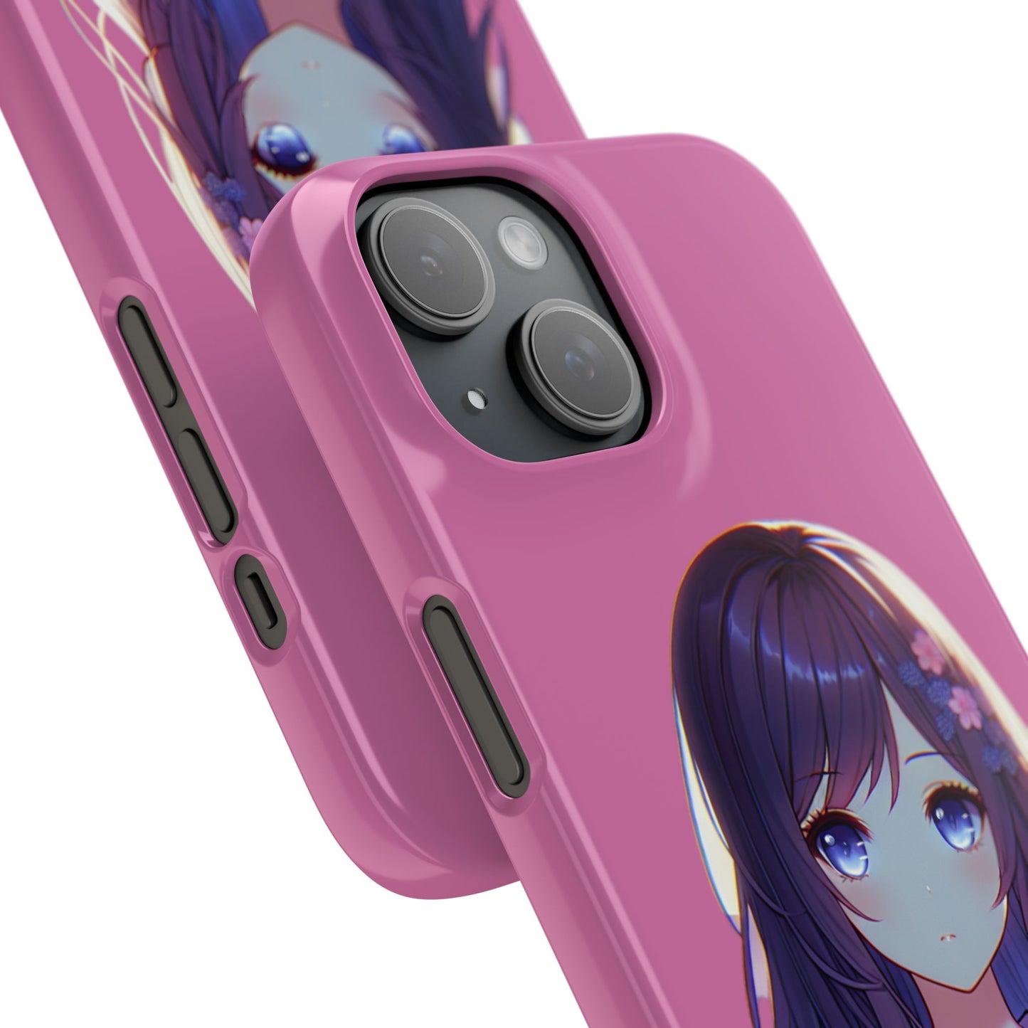 Kawaii Anime Girl Snap Case for iPhone - Floral Design