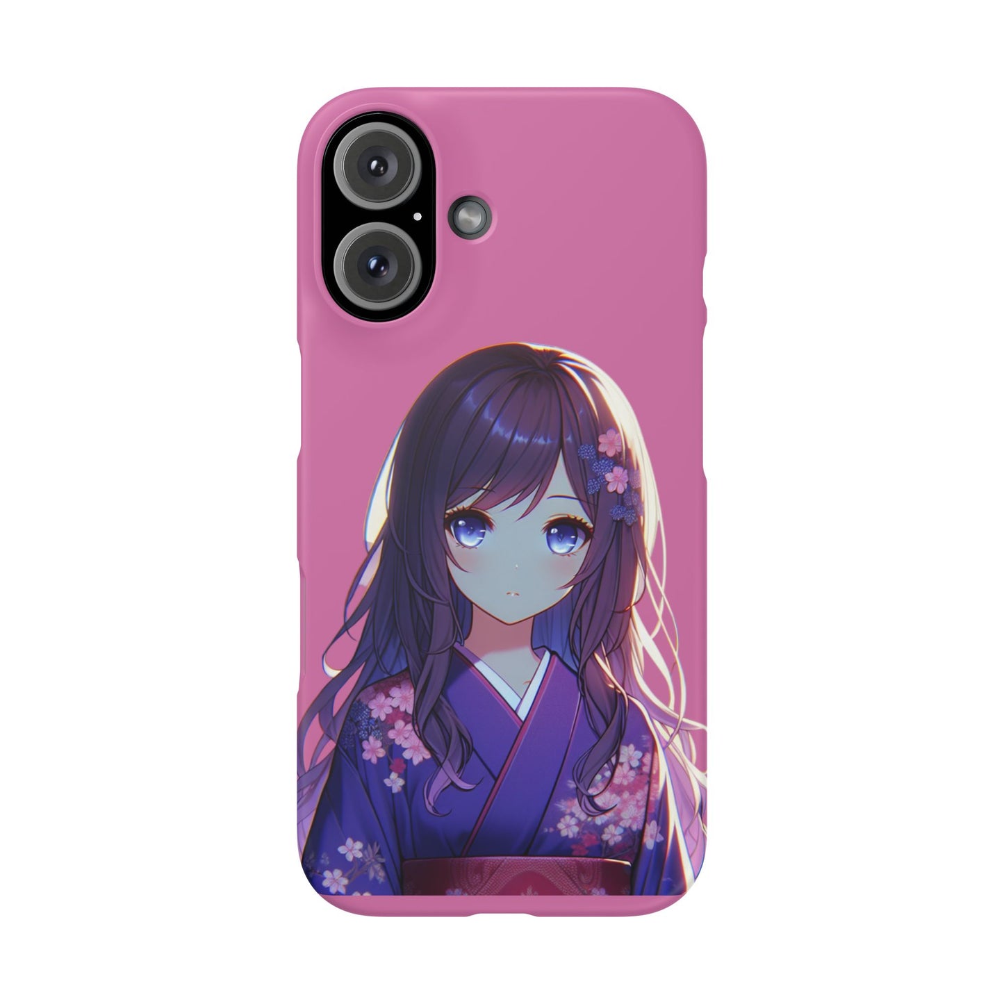 Kawaii Anime Girl Snap Case for iPhone - Floral Design