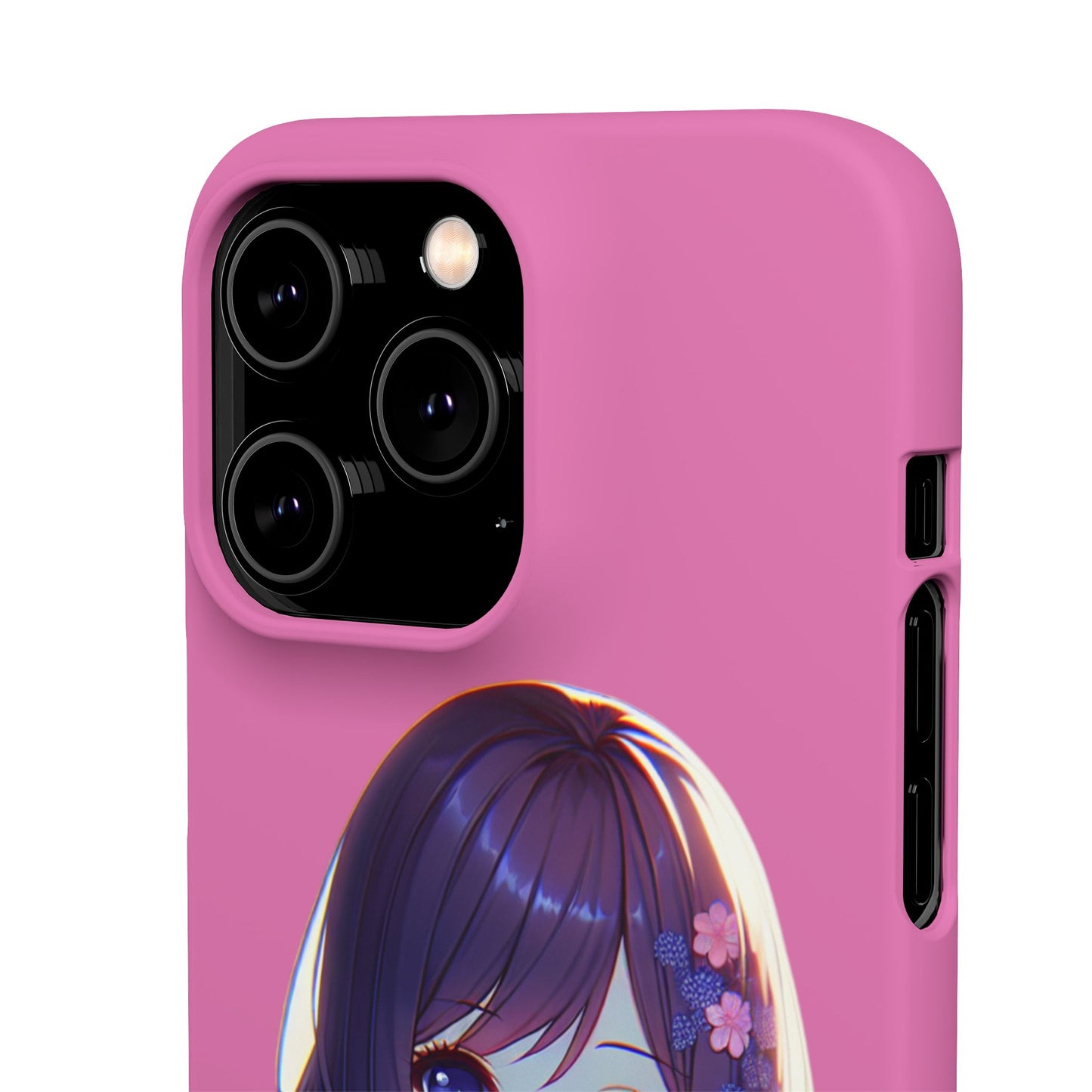 Kawaii Anime Girl Snap Case for iPhone - Floral Design