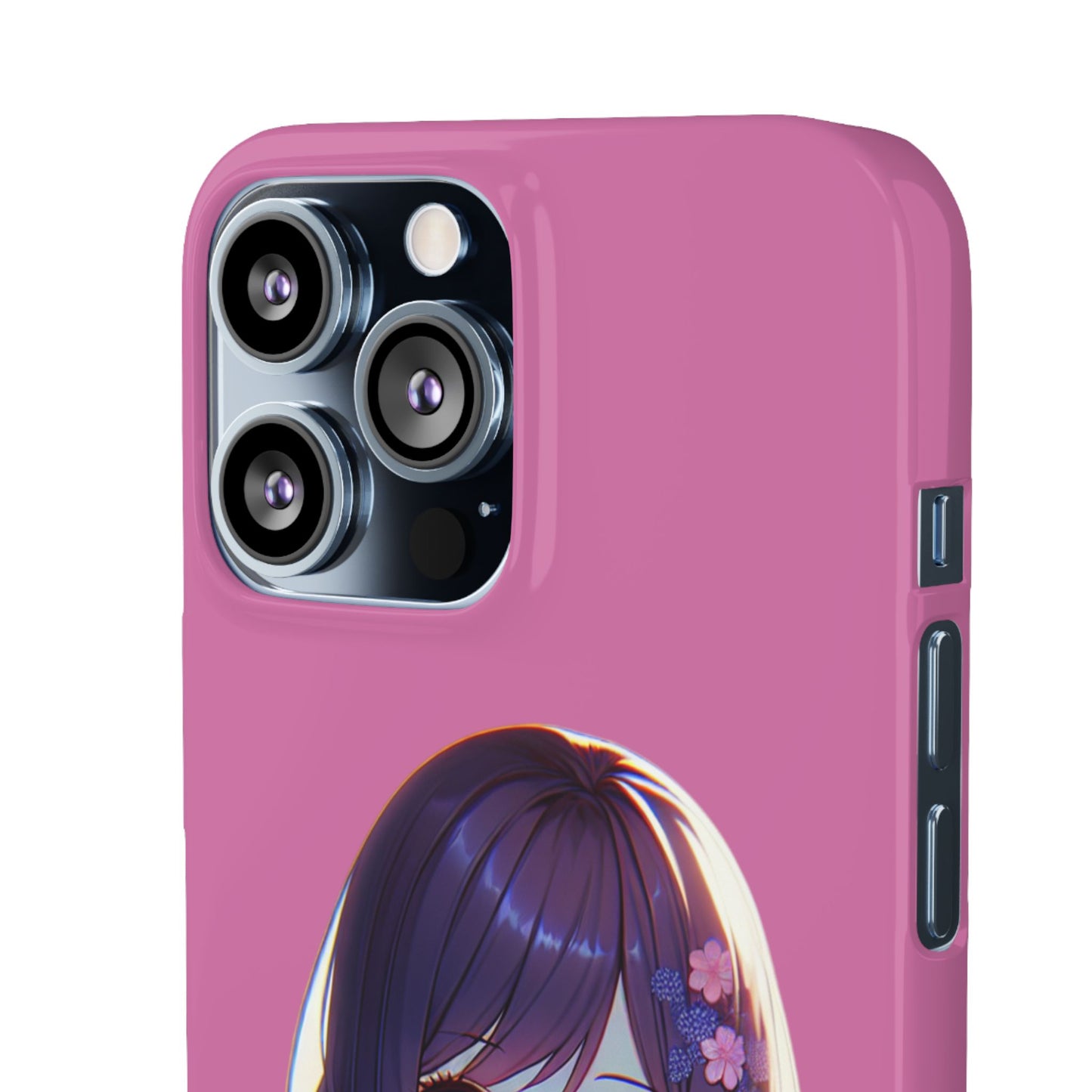 Kawaii Anime Girl Snap Case for iPhone - Floral Design