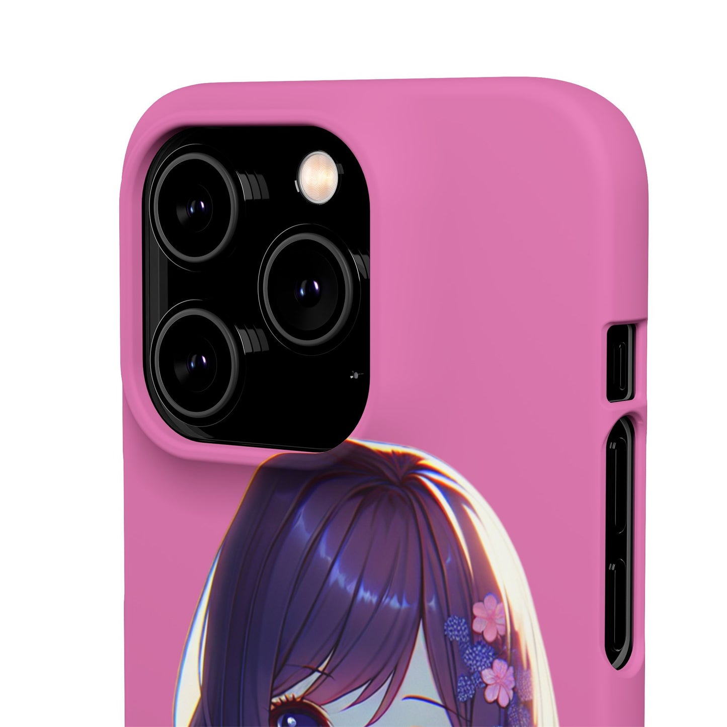 Kawaii Anime Girl Snap Case for iPhone - Floral Design