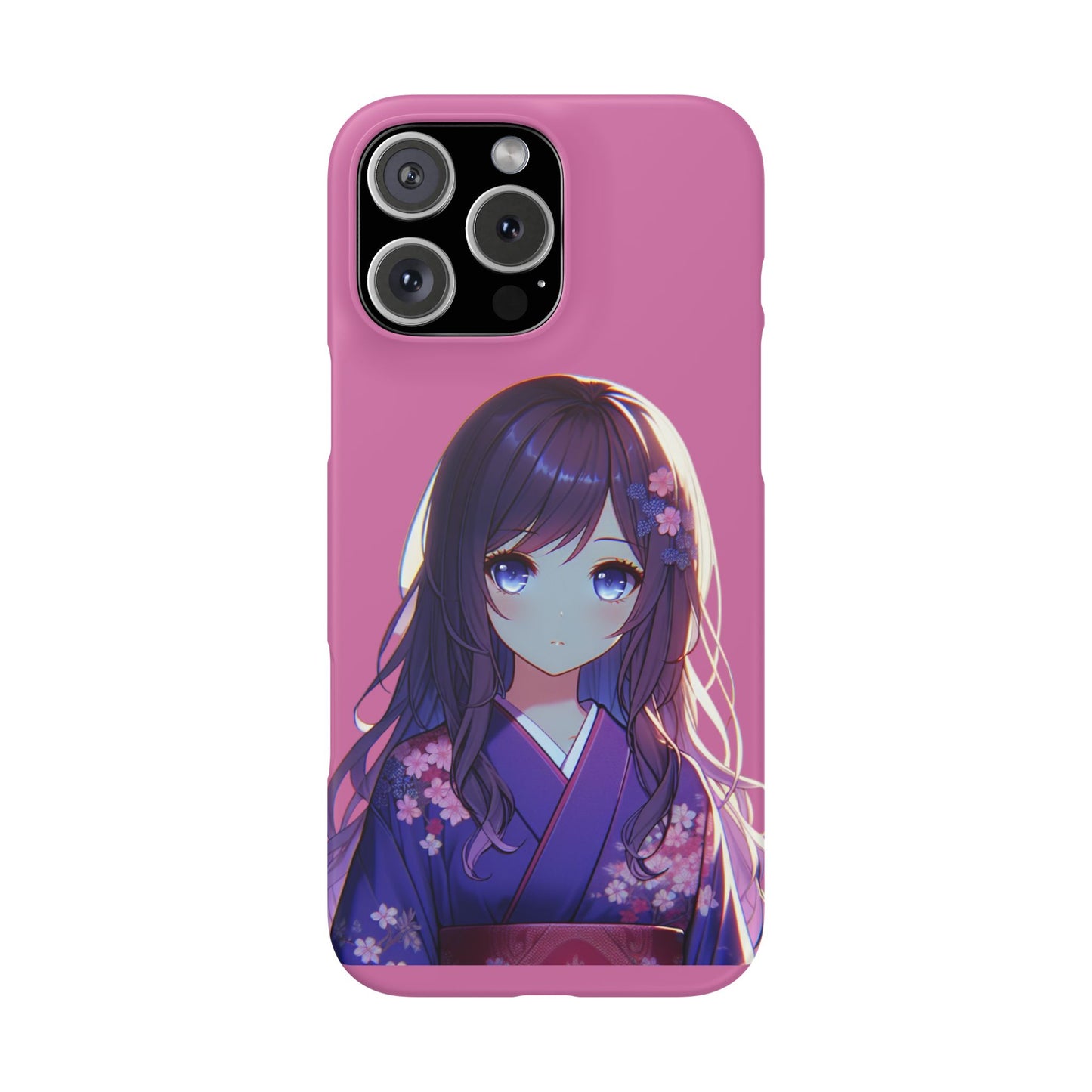 Kawaii Anime Girl Snap Case for iPhone - Floral Design