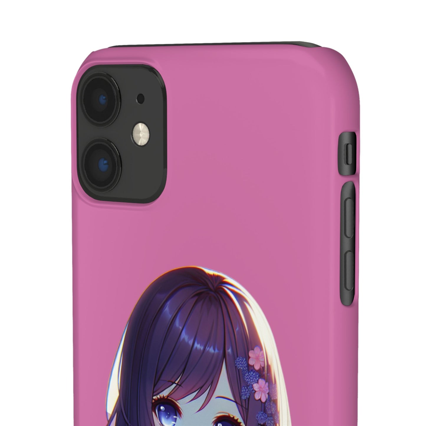 Kawaii Anime Girl Snap Case for iPhone - Floral Design