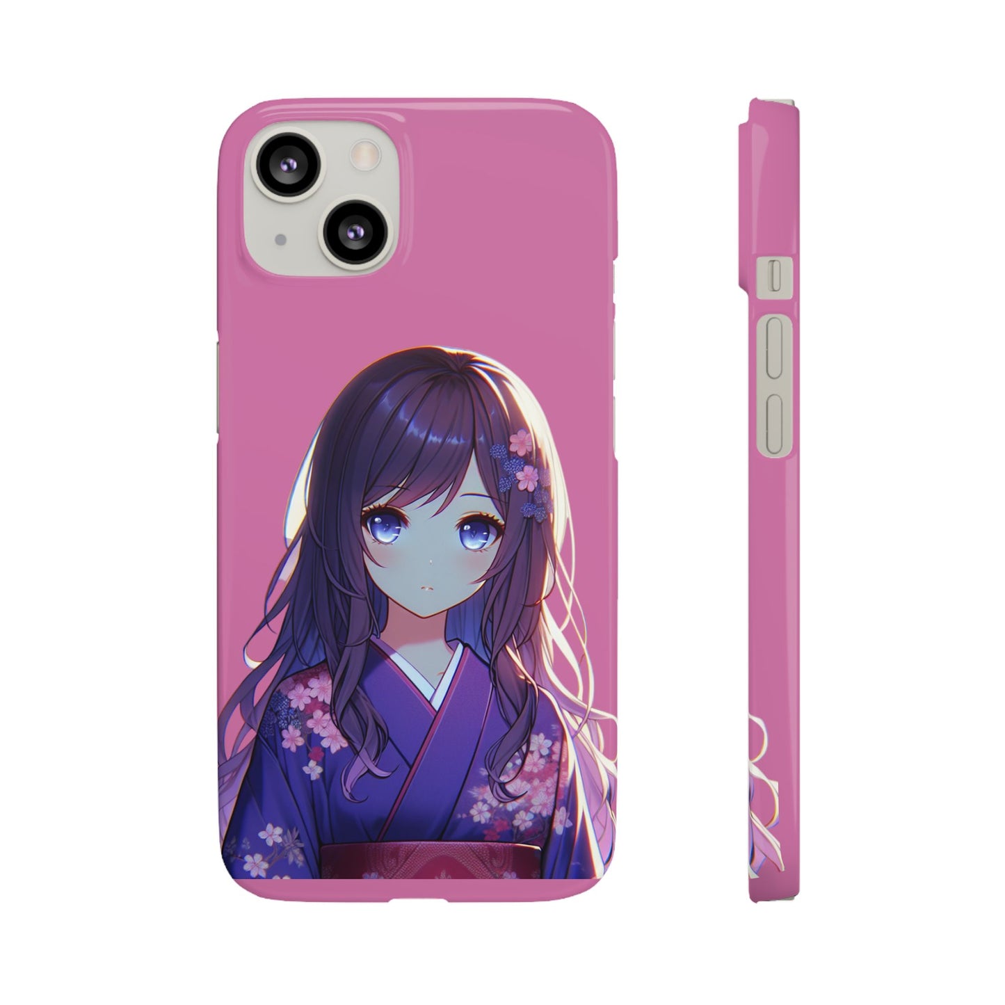 Kawaii Anime Girl Snap Case for iPhone - Floral Design