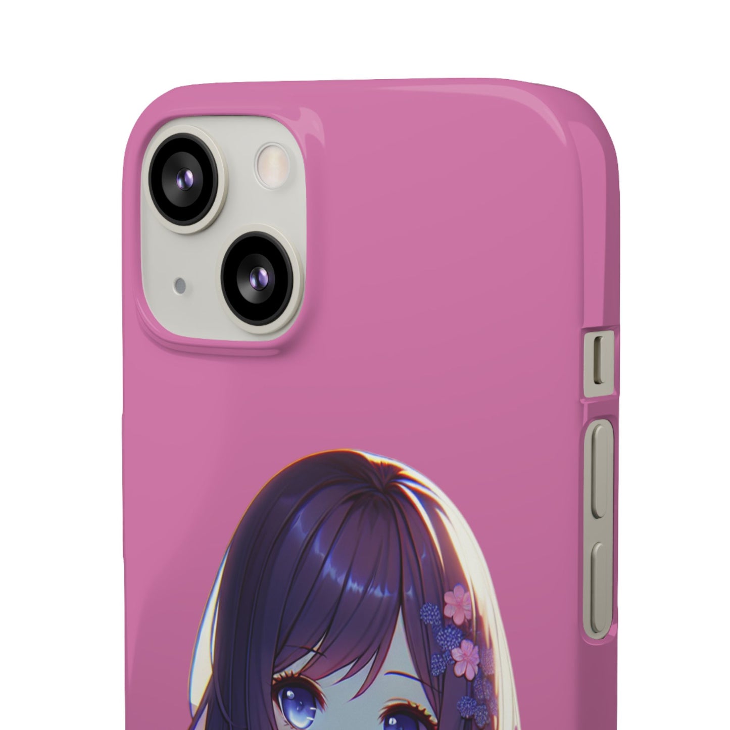 Kawaii Anime Girl Snap Case for iPhone - Floral Design