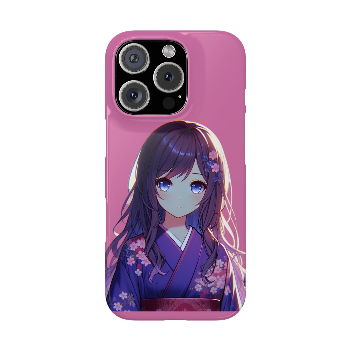 Kawaii Anime Girl Snap Case for iPhone - Floral Design