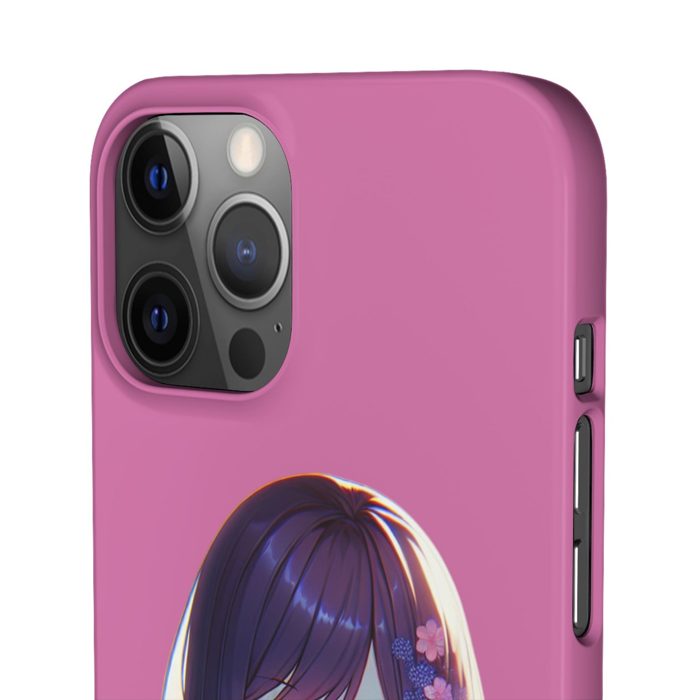 Kawaii Anime Girl Snap Case for iPhone - Floral Design