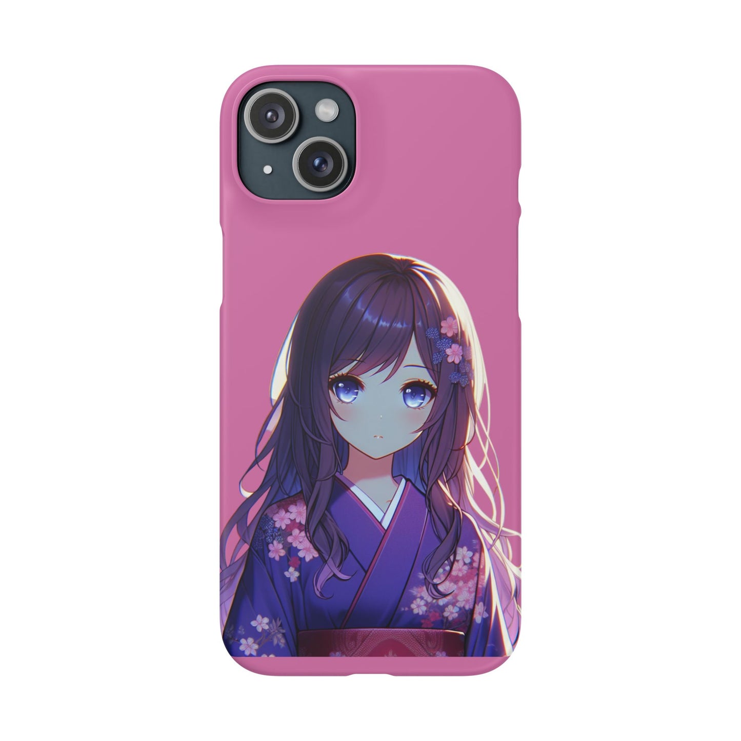 Kawaii Anime Girl Snap Case for iPhone - Floral Design