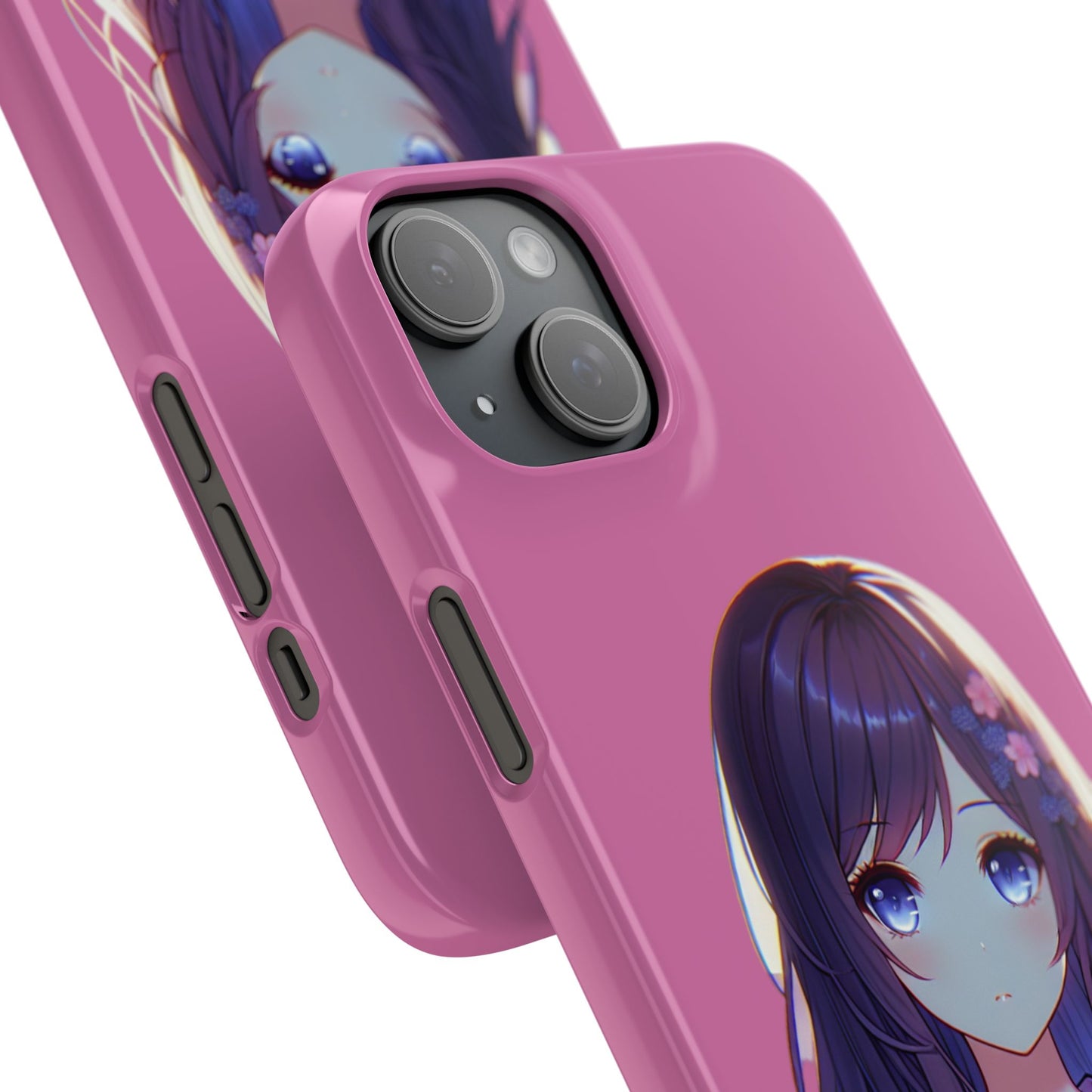 Kawaii Anime Girl Snap Case for iPhone - Floral Design