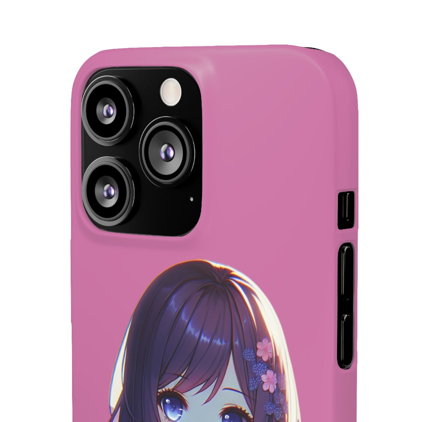 Kawaii Anime Girl Snap Case for iPhone - Floral Design