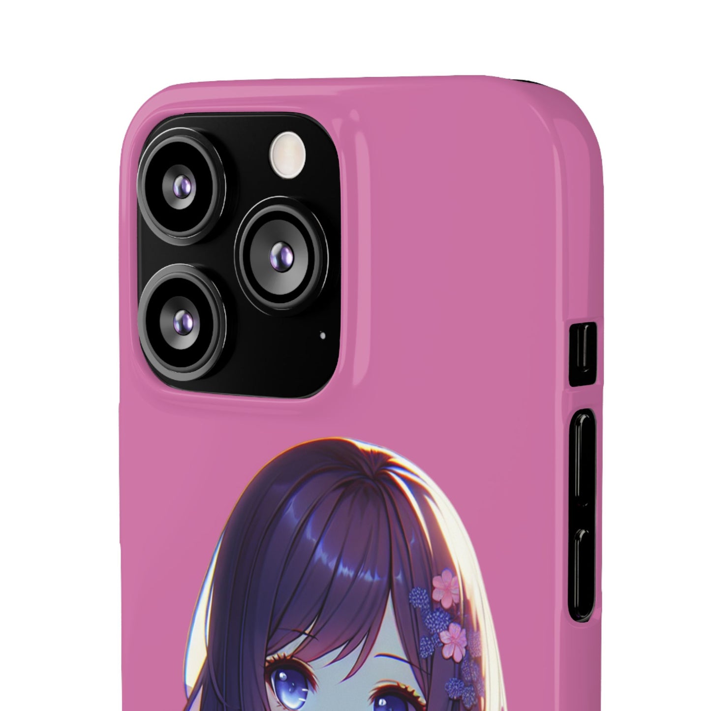 Kawaii Anime Girl Snap Case for iPhone - Floral Design