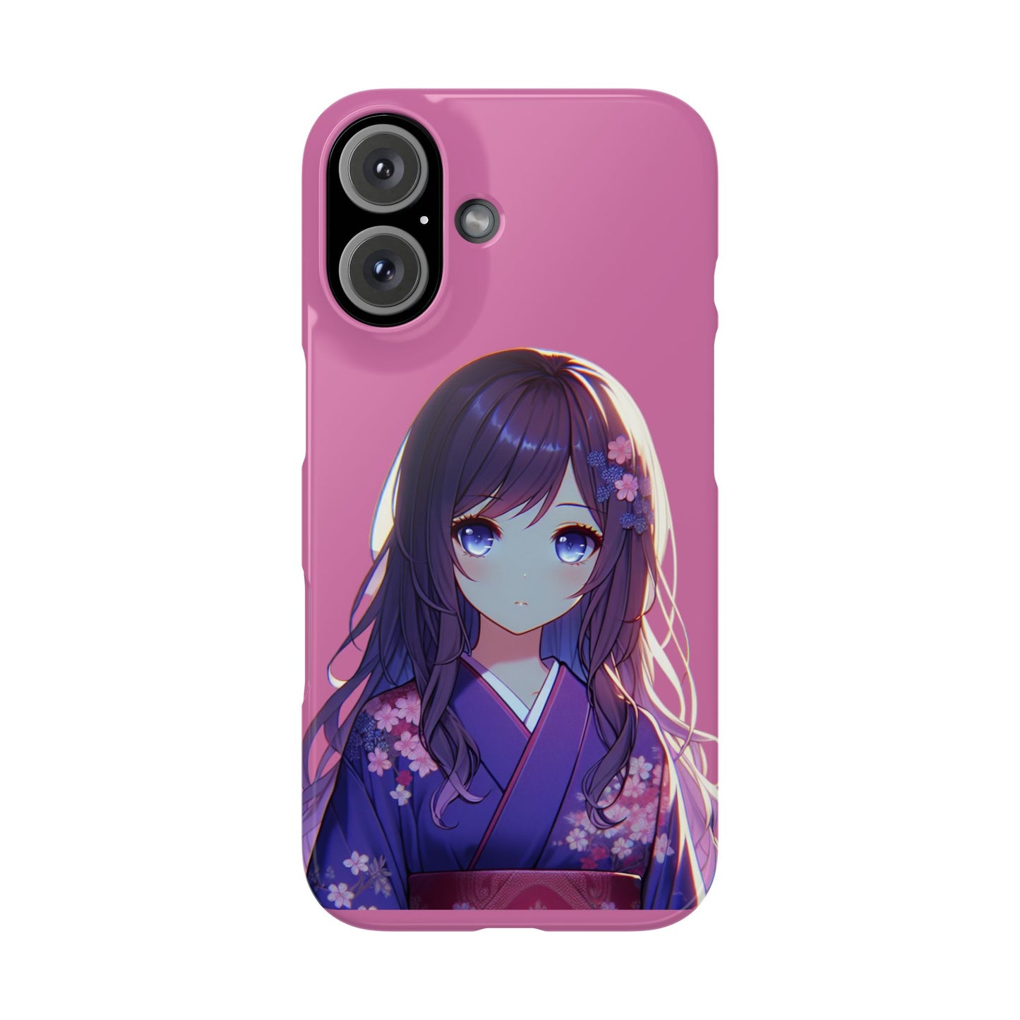Kawaii Anime Girl Snap Case for iPhone - Floral Design