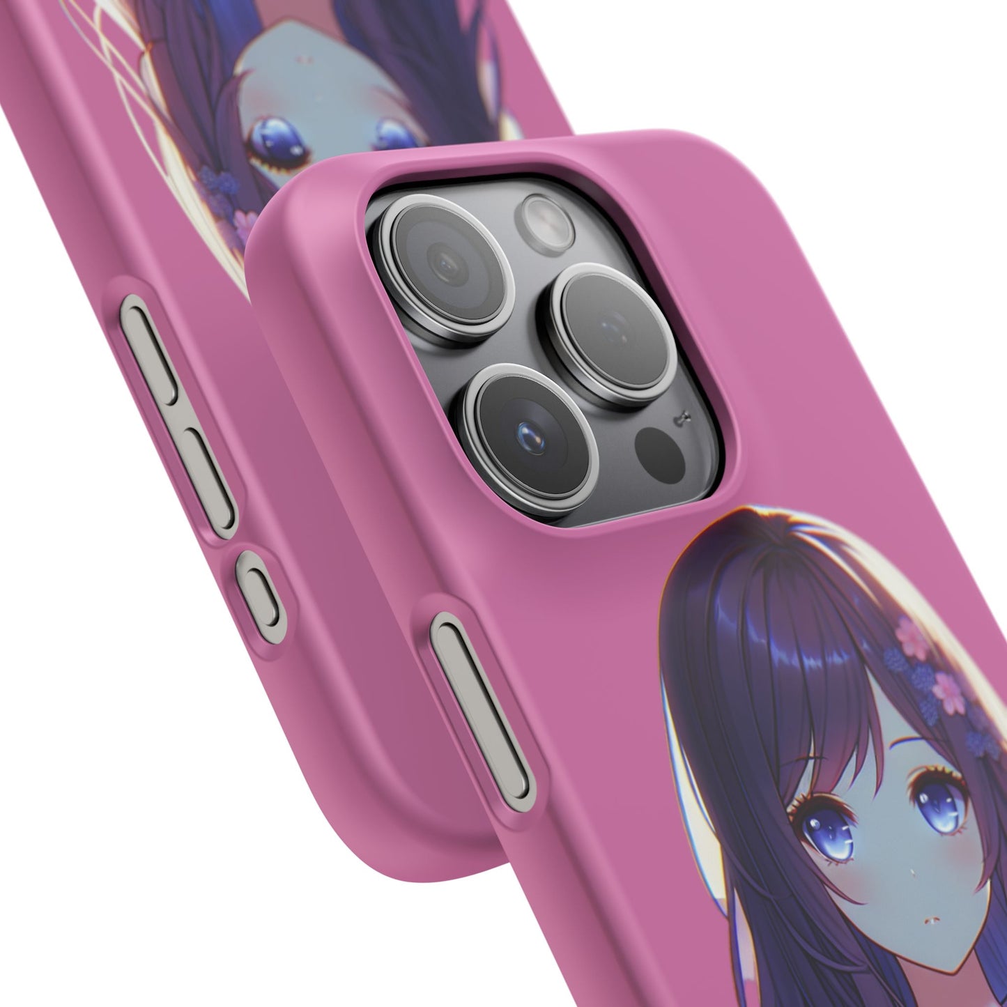 Kawaii Anime Girl Snap Case for iPhone - Floral Design