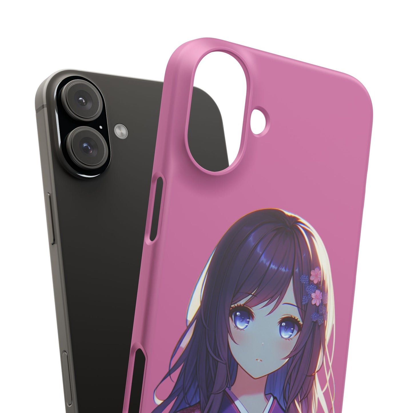 Kawaii Anime Girl Snap Case for iPhone - Floral Design