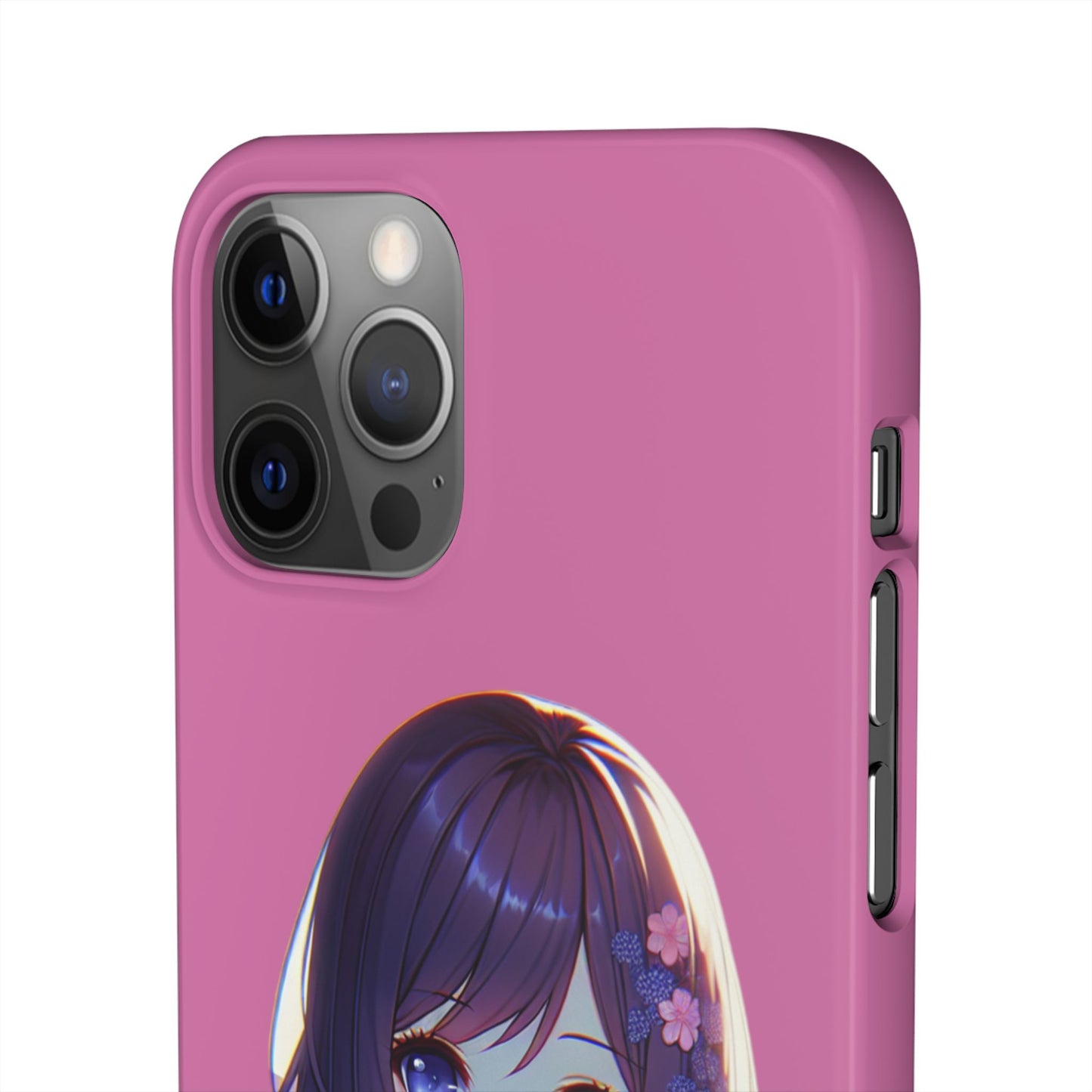 Kawaii Anime Girl Snap Case for iPhone - Floral Design