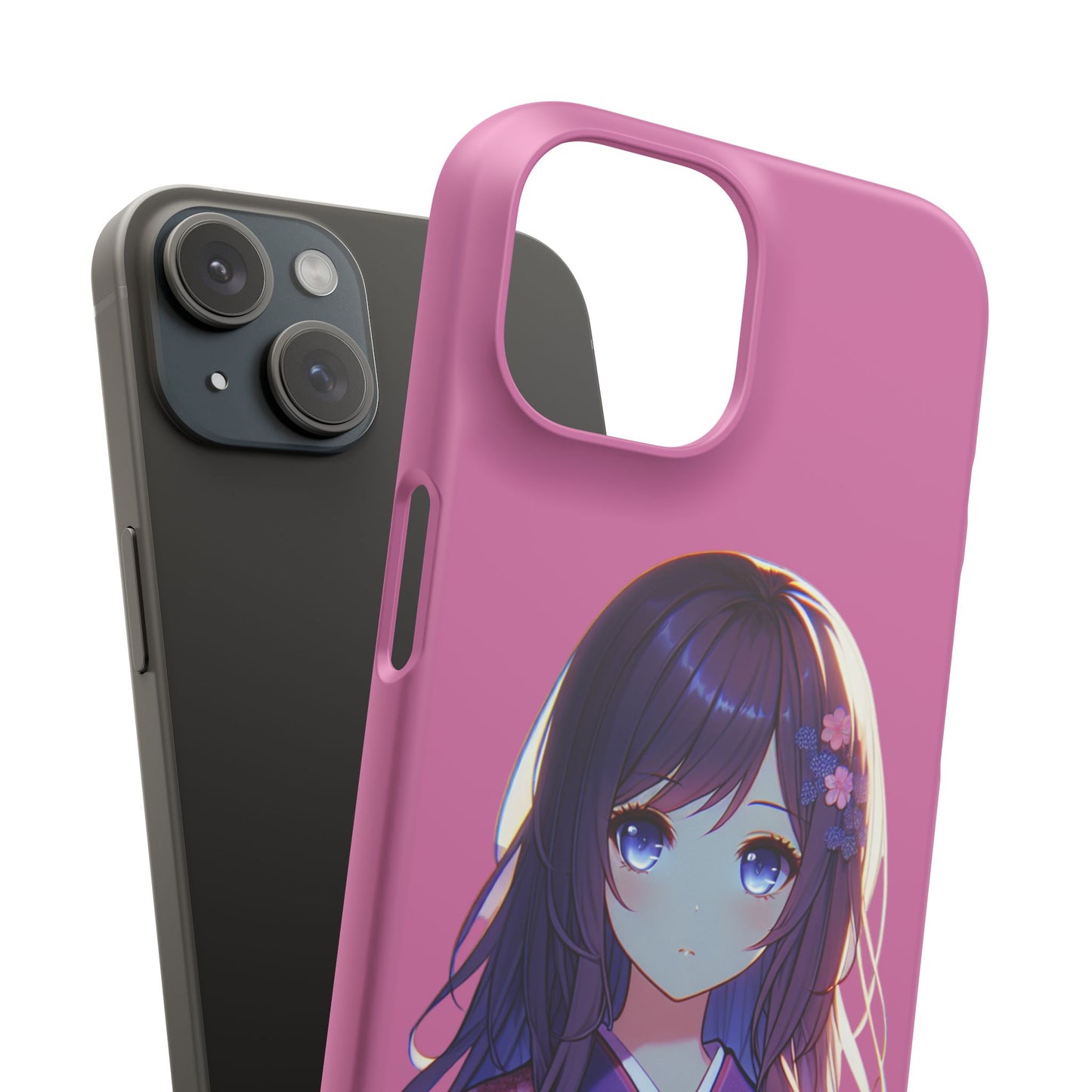 Kawaii Anime Girl Snap Case for iPhone - Floral Design