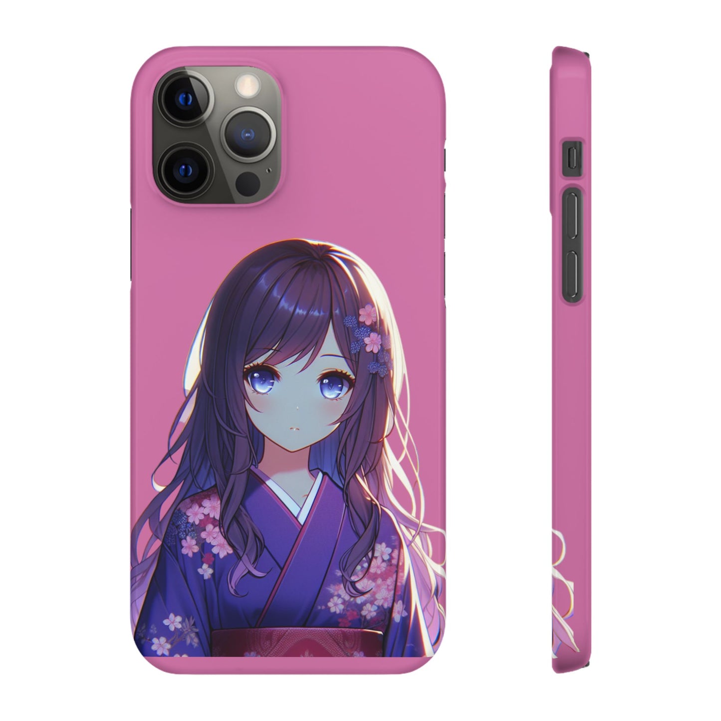 Kawaii Anime Girl Snap Case for iPhone - Floral Design