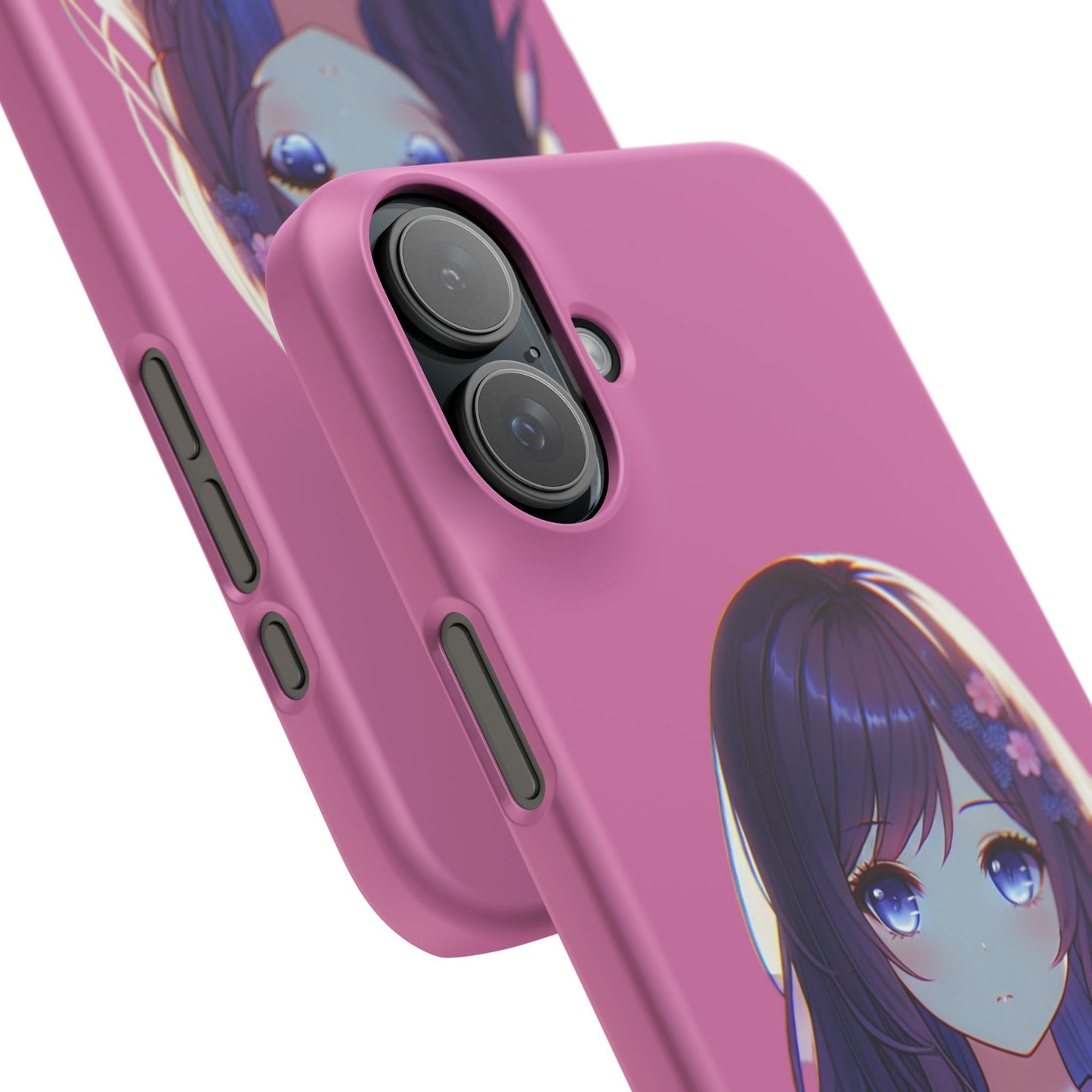 Kawaii Anime Girl Snap Case for iPhone - Floral Design
