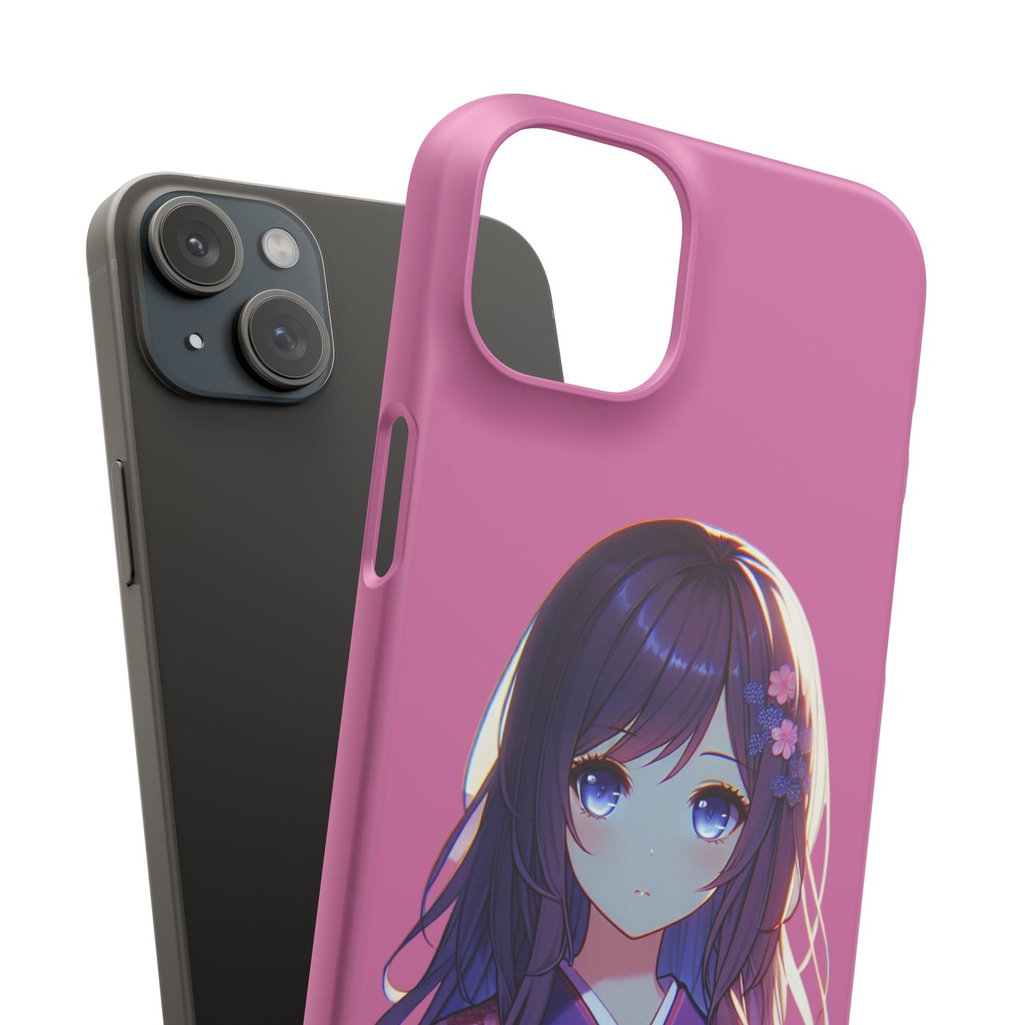 Kawaii Anime Girl Snap Case for iPhone - Floral Design