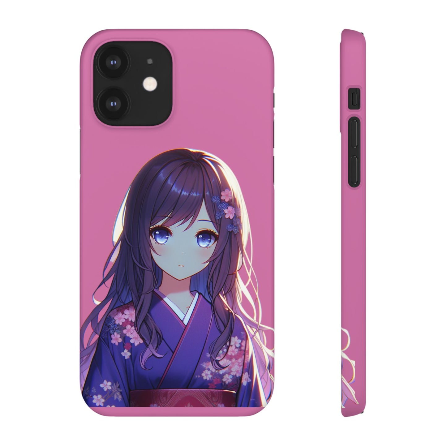 Kawaii Anime Girl Snap Case for iPhone - Floral Design