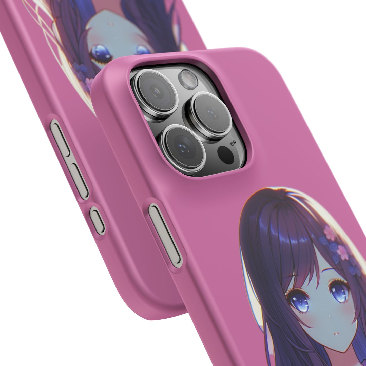 Kawaii Anime Girl Snap Case for iPhone - Floral Design