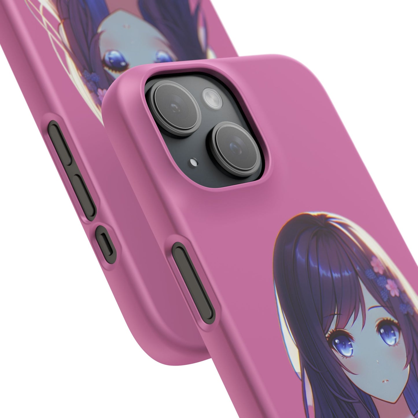 Kawaii Anime Girl Snap Case for iPhone - Floral Design