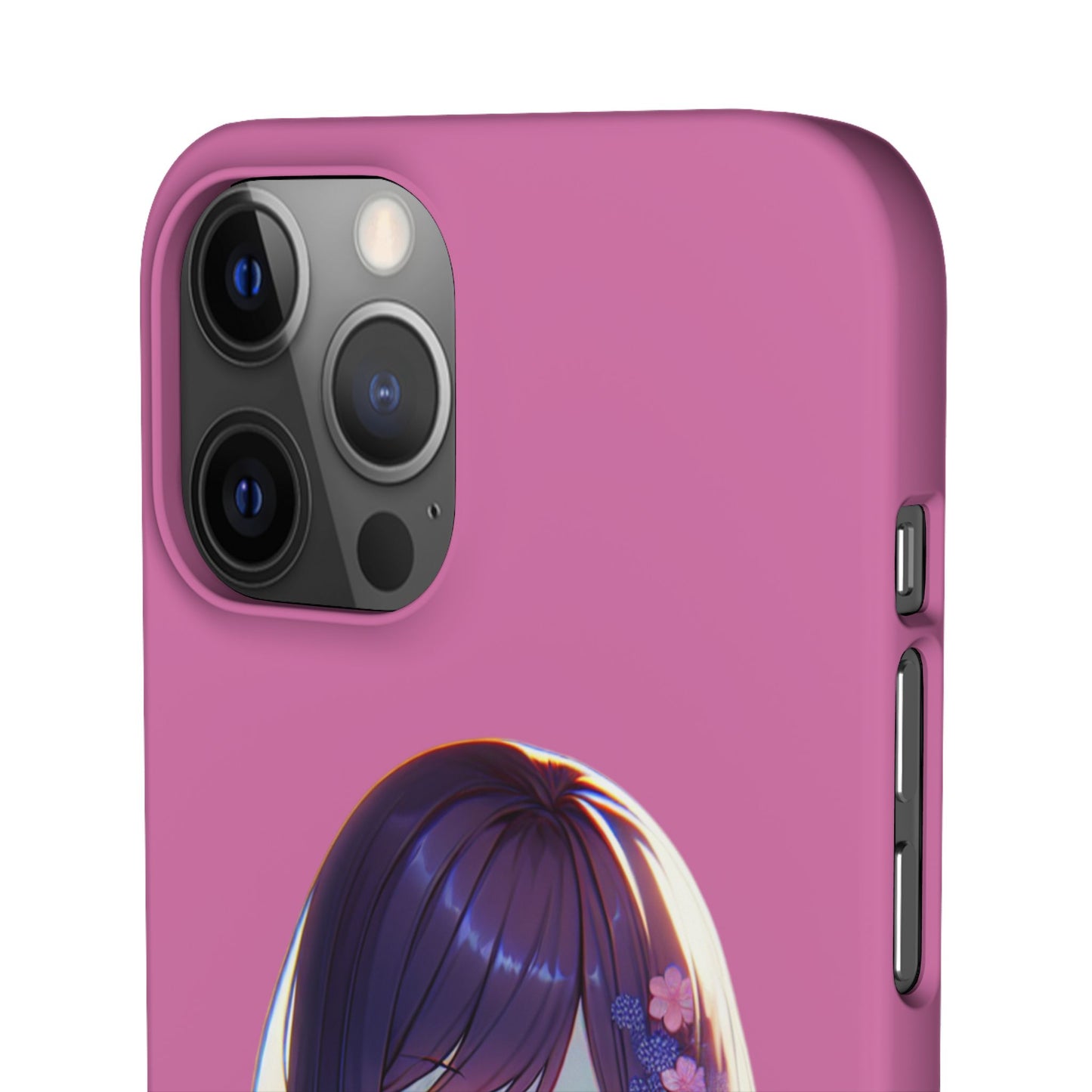 Kawaii Anime Girl Snap Case for iPhone - Floral Design