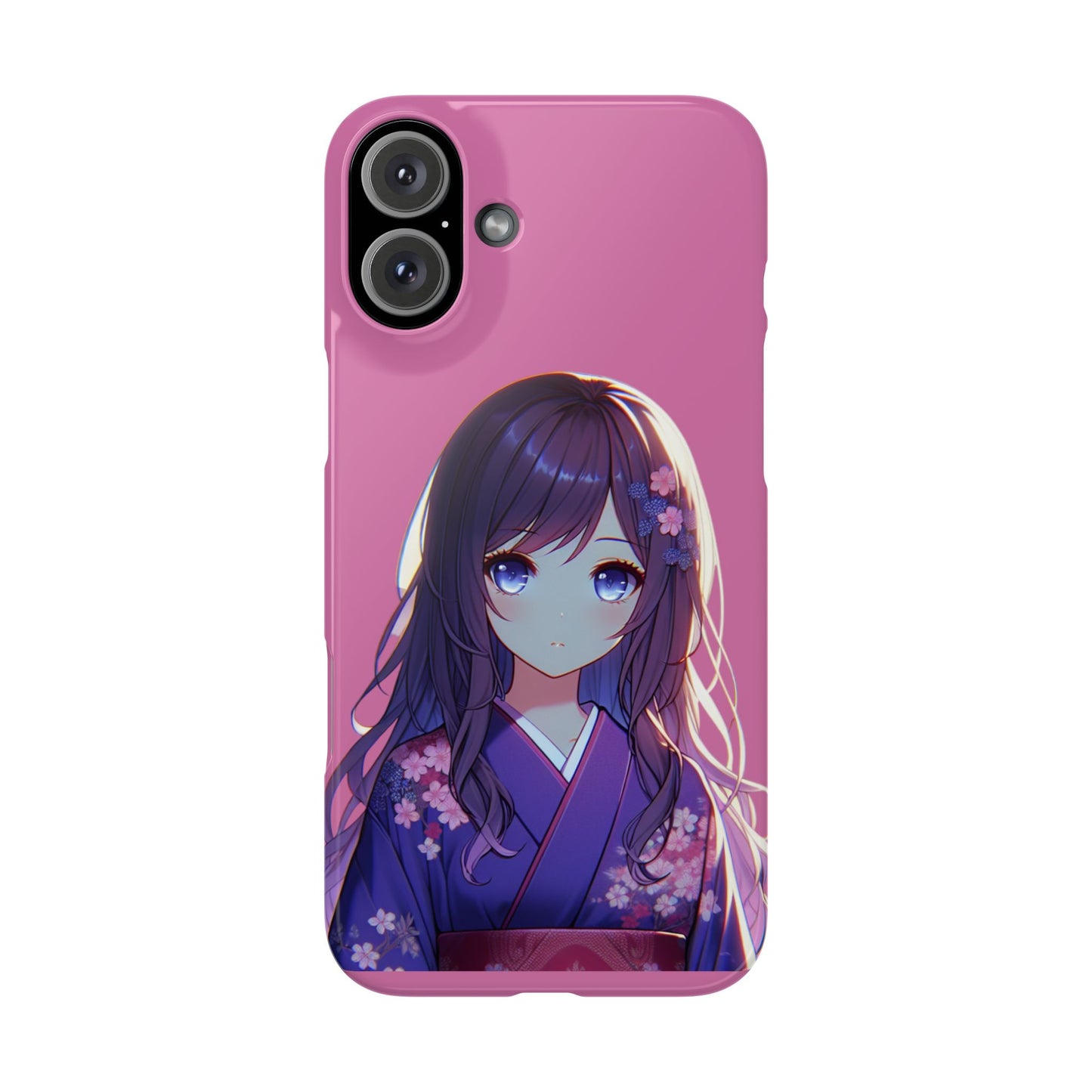 Kawaii Anime Girl Snap Case for iPhone - Floral Design