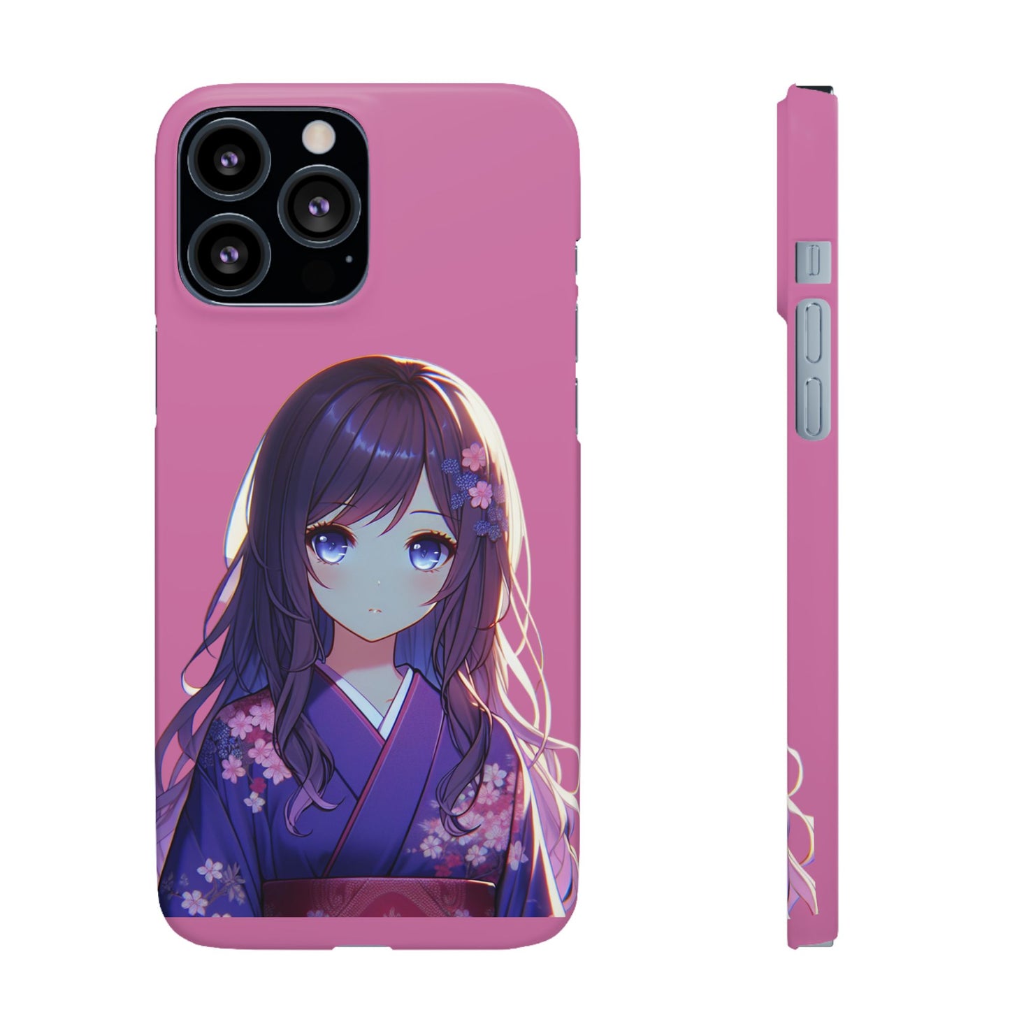 Kawaii Anime Girl Snap Case for iPhone - Floral Design