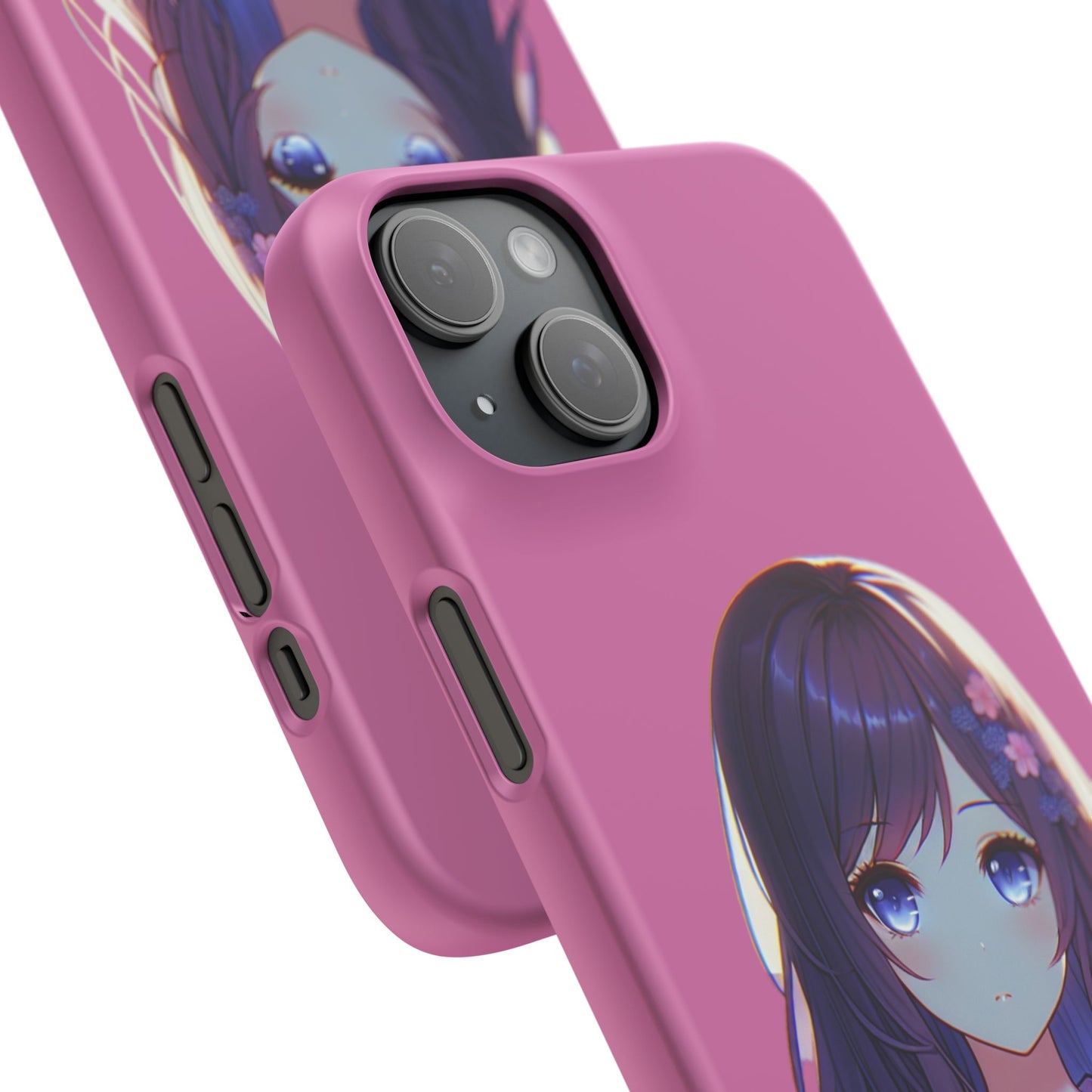 Kawaii Anime Girl Snap Case for iPhone - Floral Design