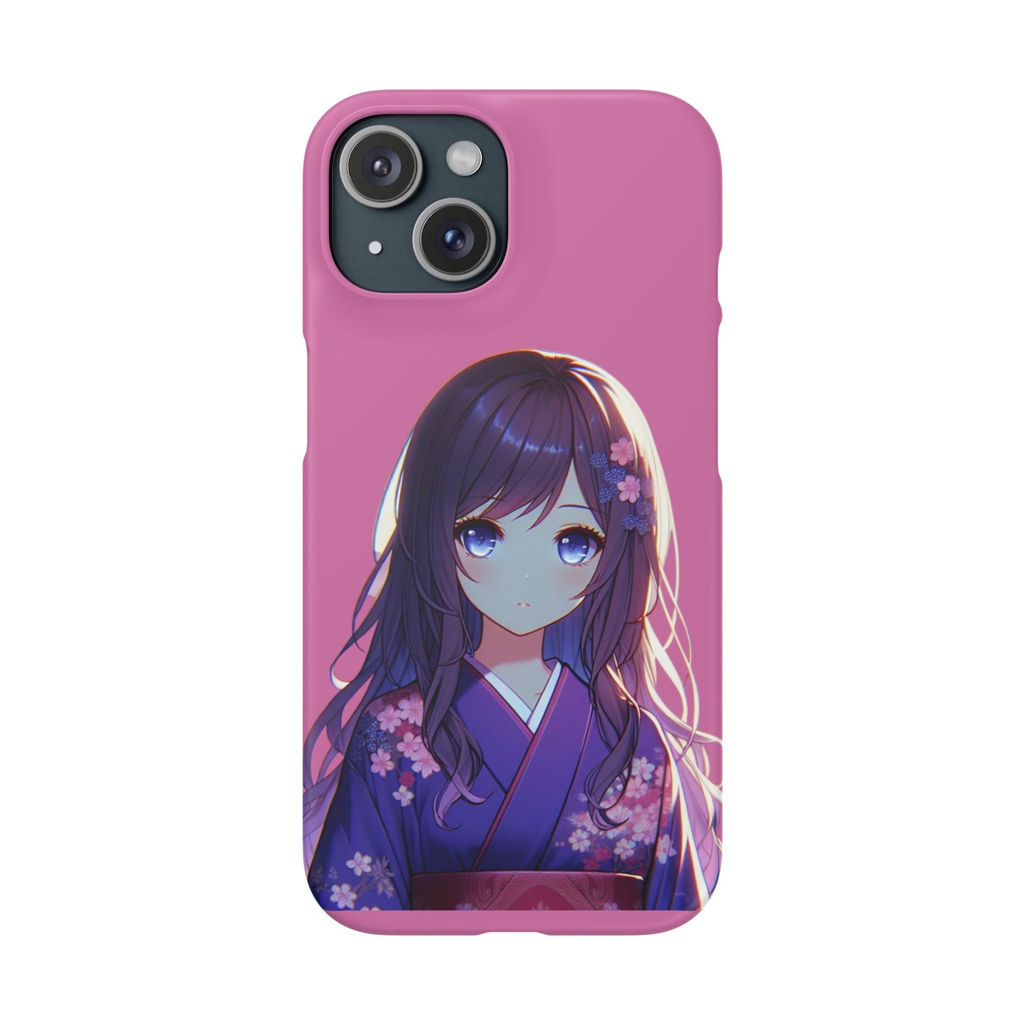 Kawaii Anime Girl Snap Case for iPhone - Floral Design