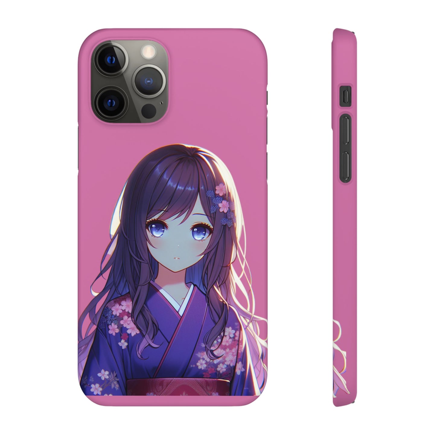 Kawaii Anime Girl Snap Case for iPhone - Floral Design