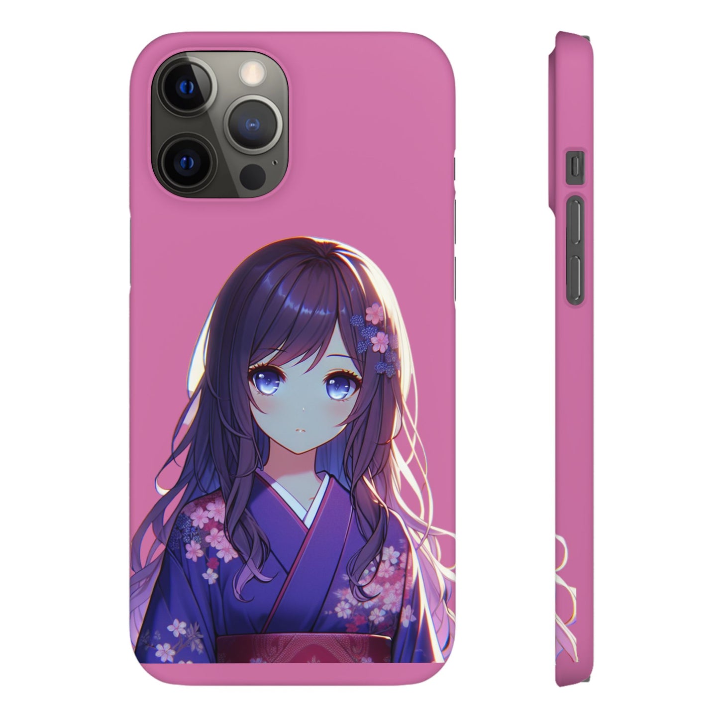 Kawaii Anime Girl Snap Case for iPhone - Floral Design