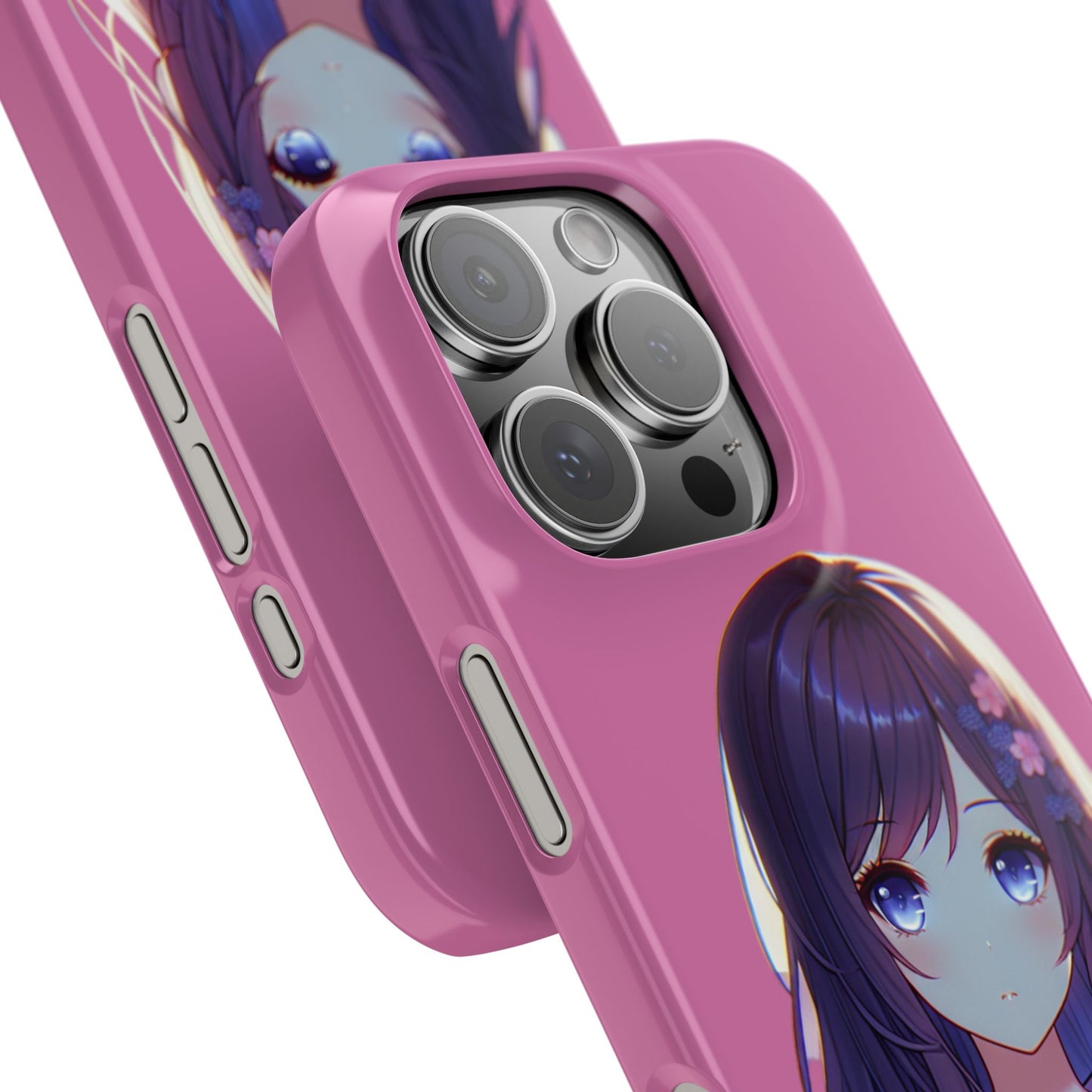 Kawaii Anime Girl Snap Case for iPhone - Floral Design