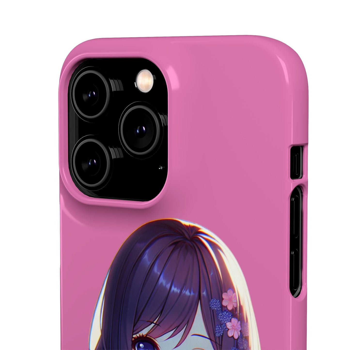 Kawaii Anime Girl Snap Case for iPhone - Floral Design