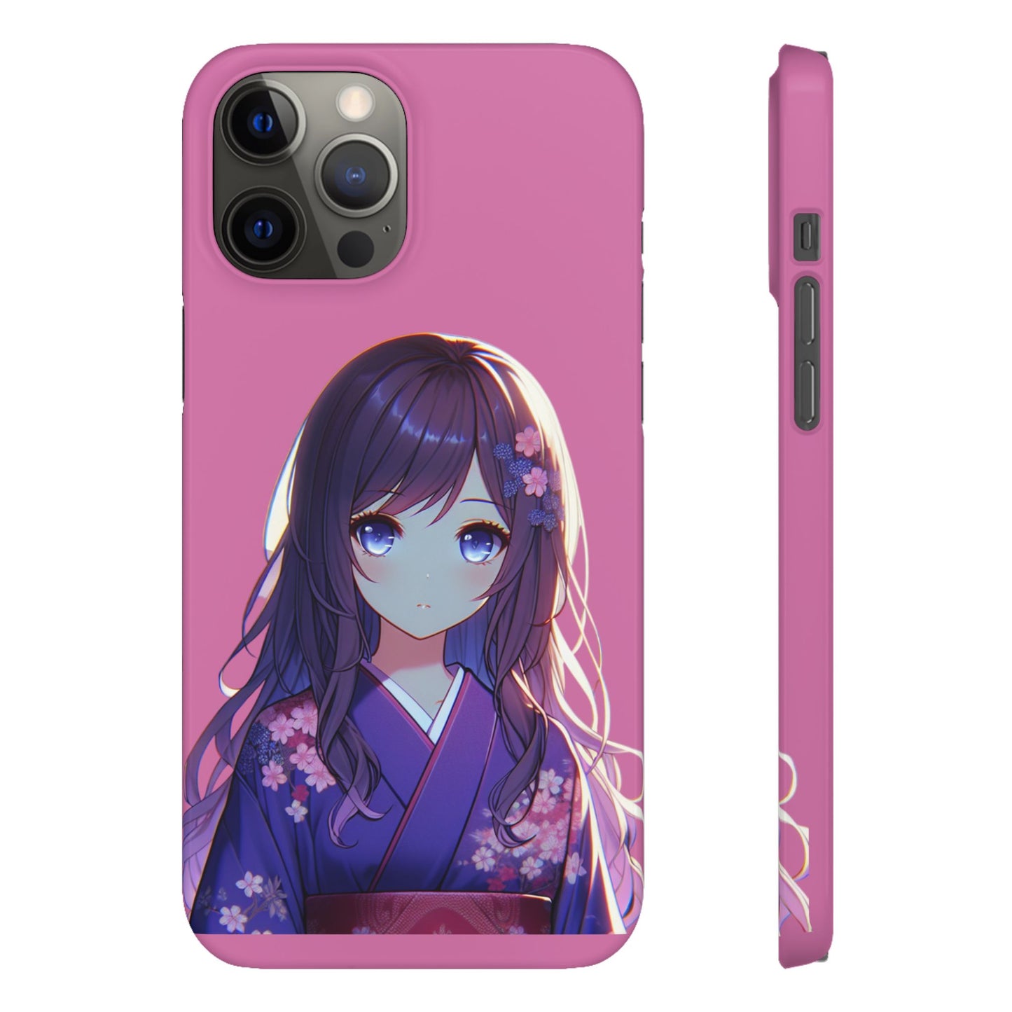 Kawaii Anime Girl Snap Case for iPhone - Floral Design