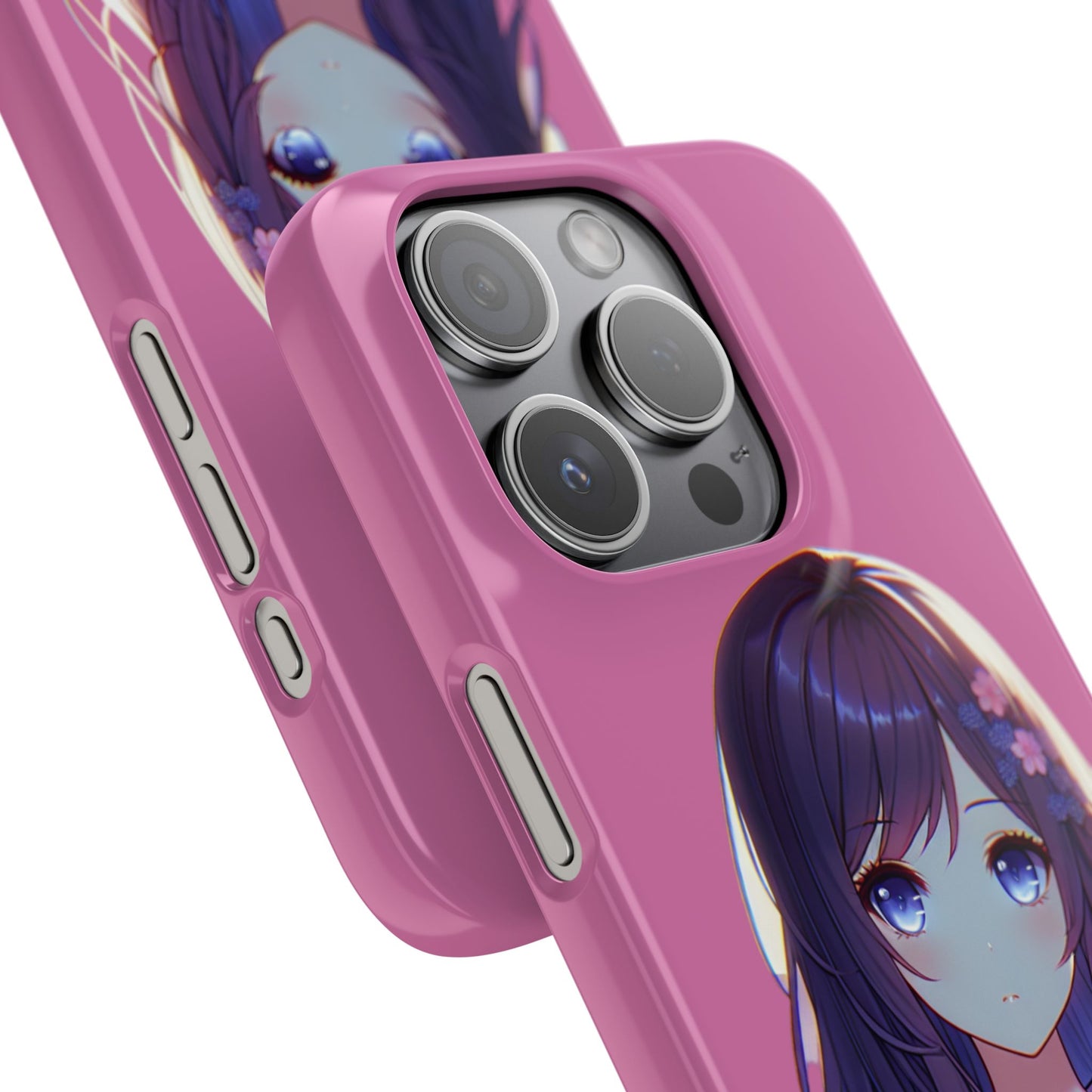 Kawaii Anime Girl Snap Case for iPhone - Floral Design