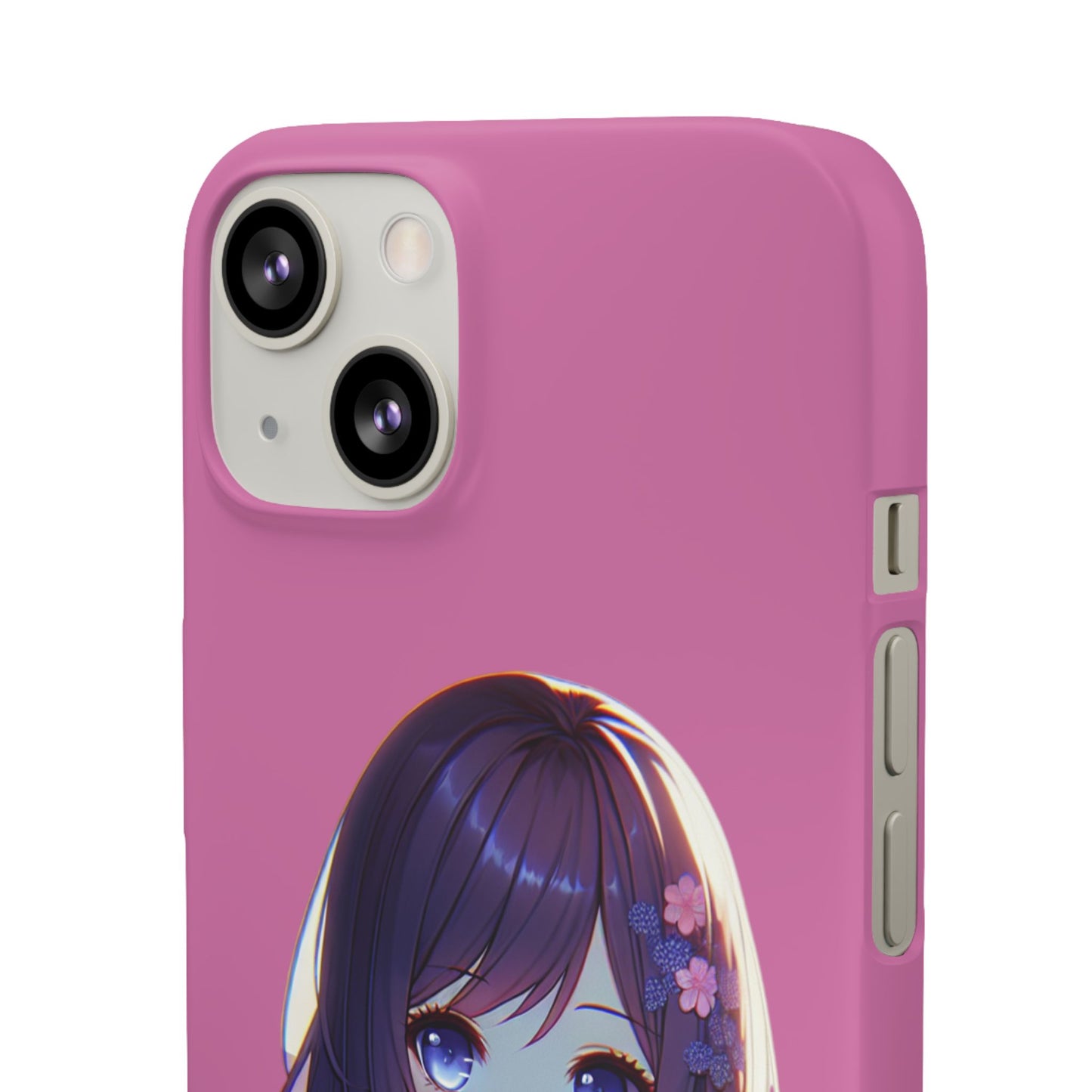 Kawaii Anime Girl Snap Case for iPhone - Floral Design