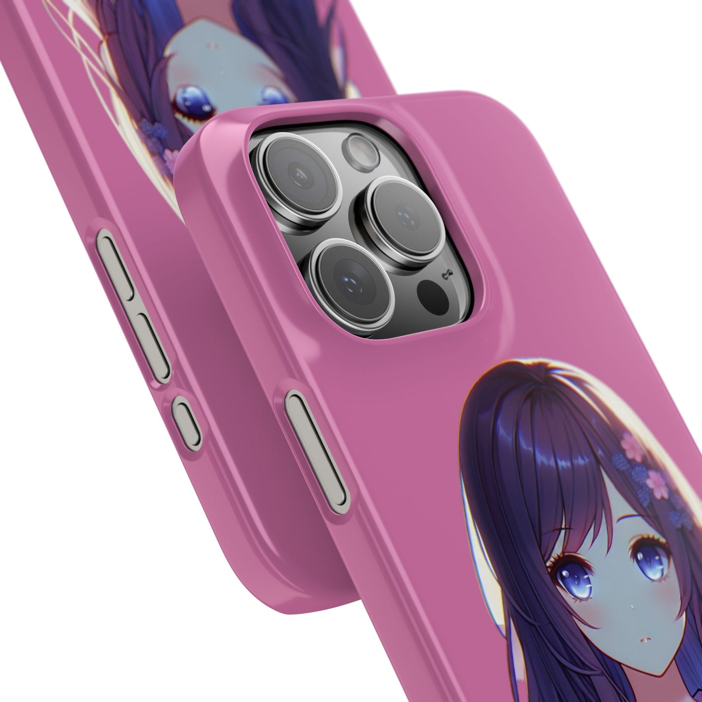 Kawaii Anime Girl Snap Case for iPhone - Floral Design