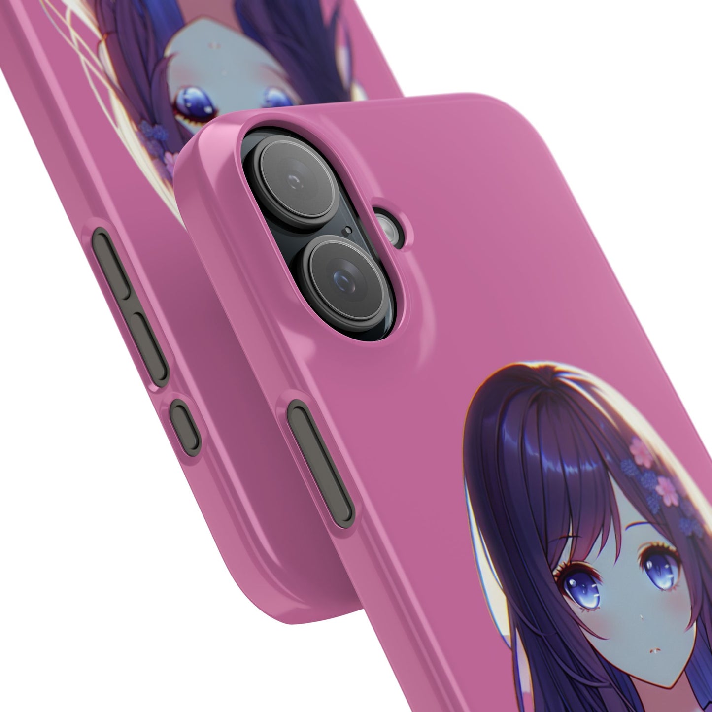 Kawaii Anime Girl Snap Case for iPhone - Floral Design