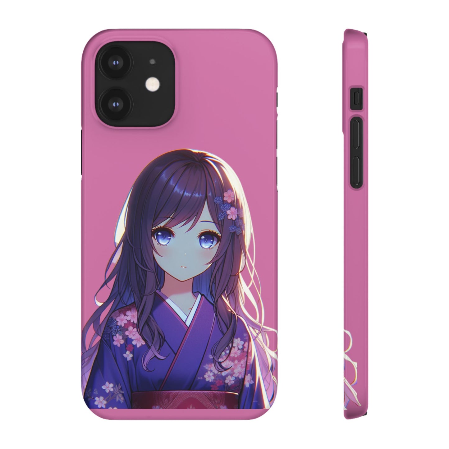 Kawaii Anime Girl Snap Case for iPhone - Floral Design